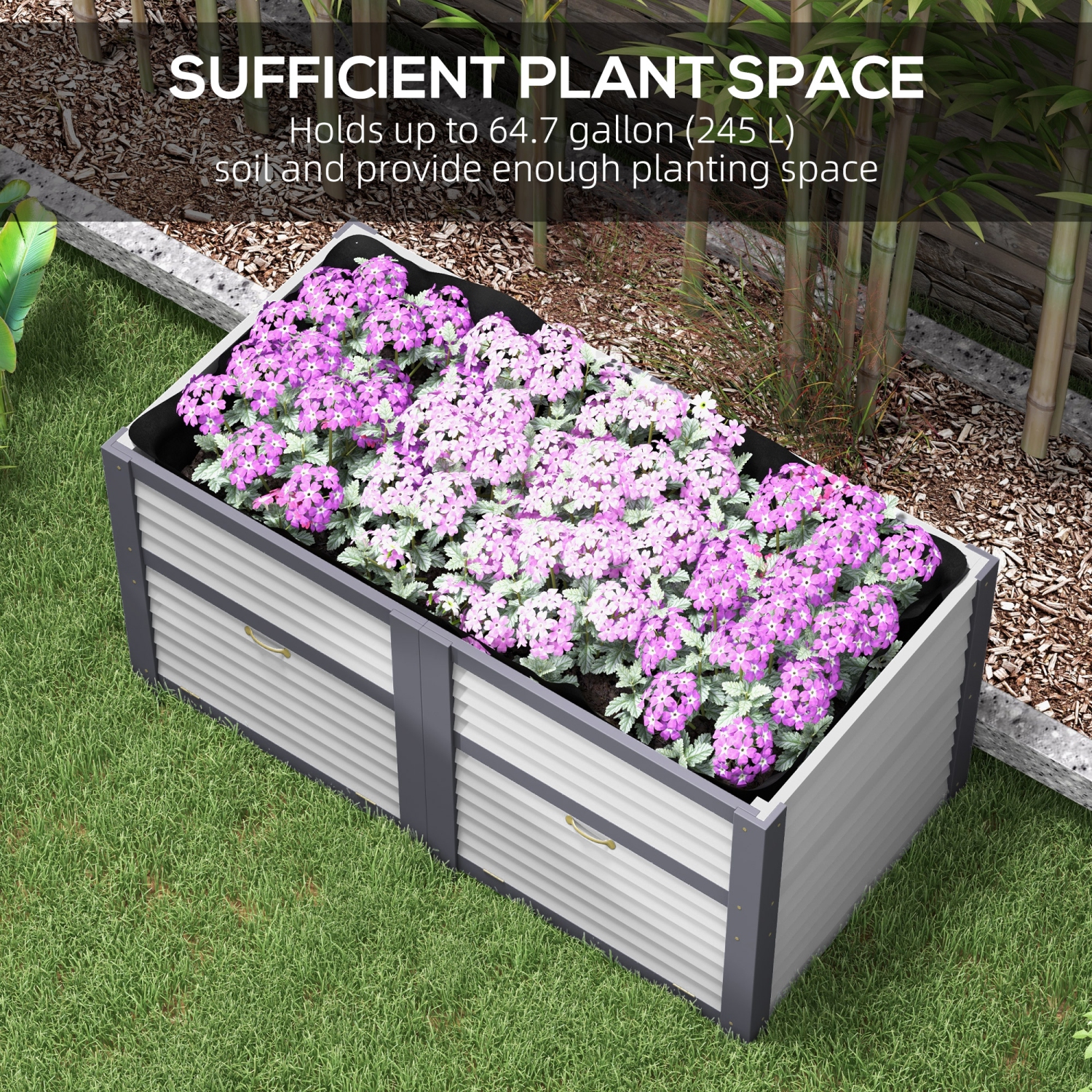 Outsunny Wooden Raised Garden Bed with Storage, Doors and Bed Liner, 59" x 30" x 29.5" Elevated Planter Box for Vegetables, Flowers, Herbs, Grey