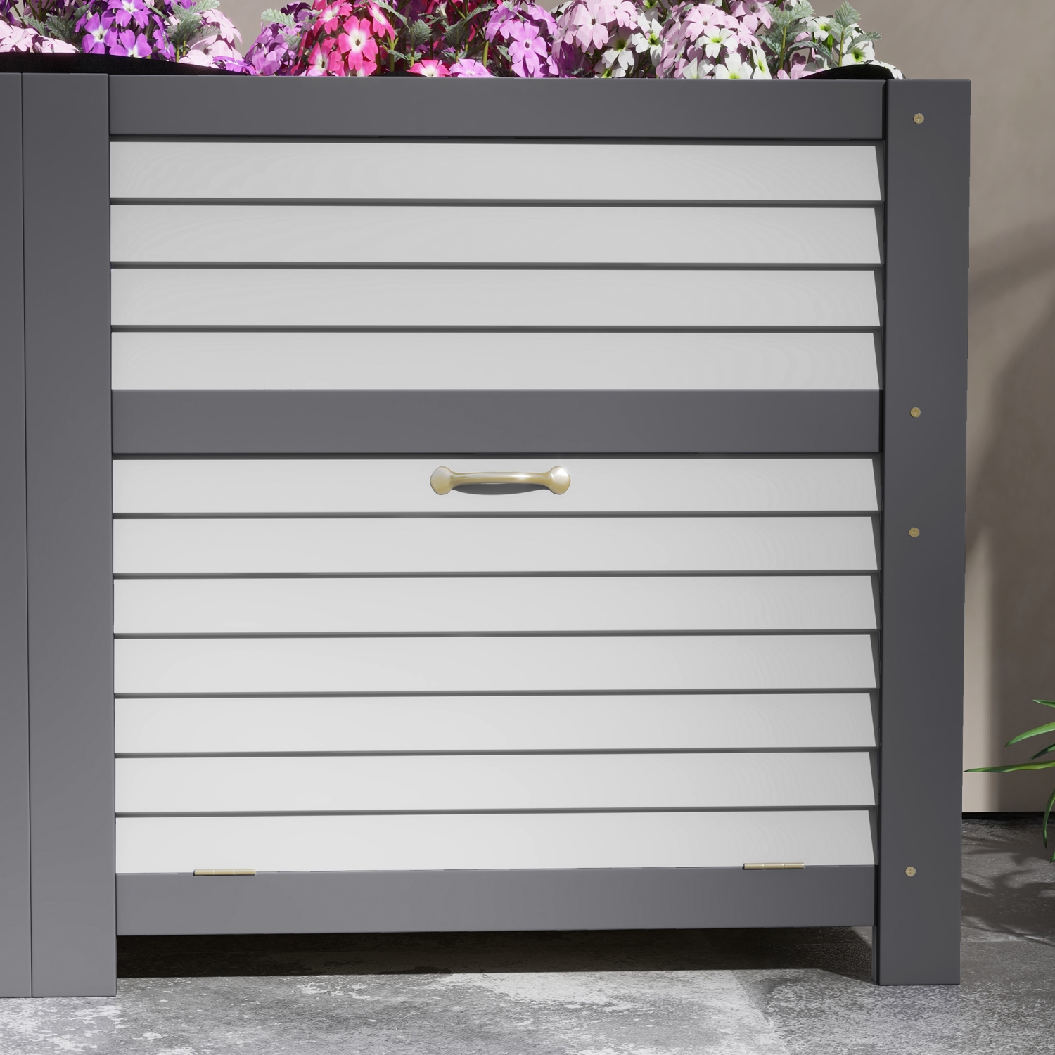 Outsunny Wooden Raised Garden Bed with Storage, Doors and Bed Liner, 59" x 30" x 29.5" Elevated Planter Box for Vegetables, Flowers, Herbs, Grey