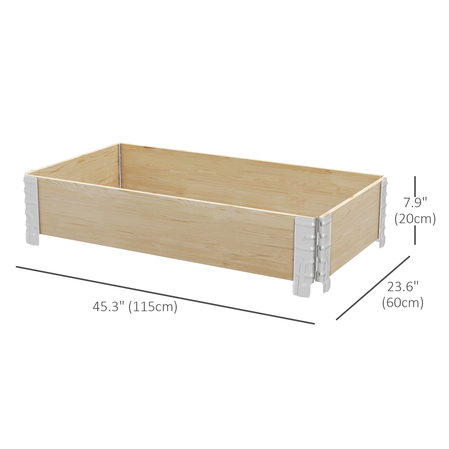 Outsunny Wooden Raised Garden Bed Kit with Open Bottom, 45.3" x 23.6" x 7.9" Foldable Outdoor Elevated Planter Box for Vegetables, Flowers, Fruits,