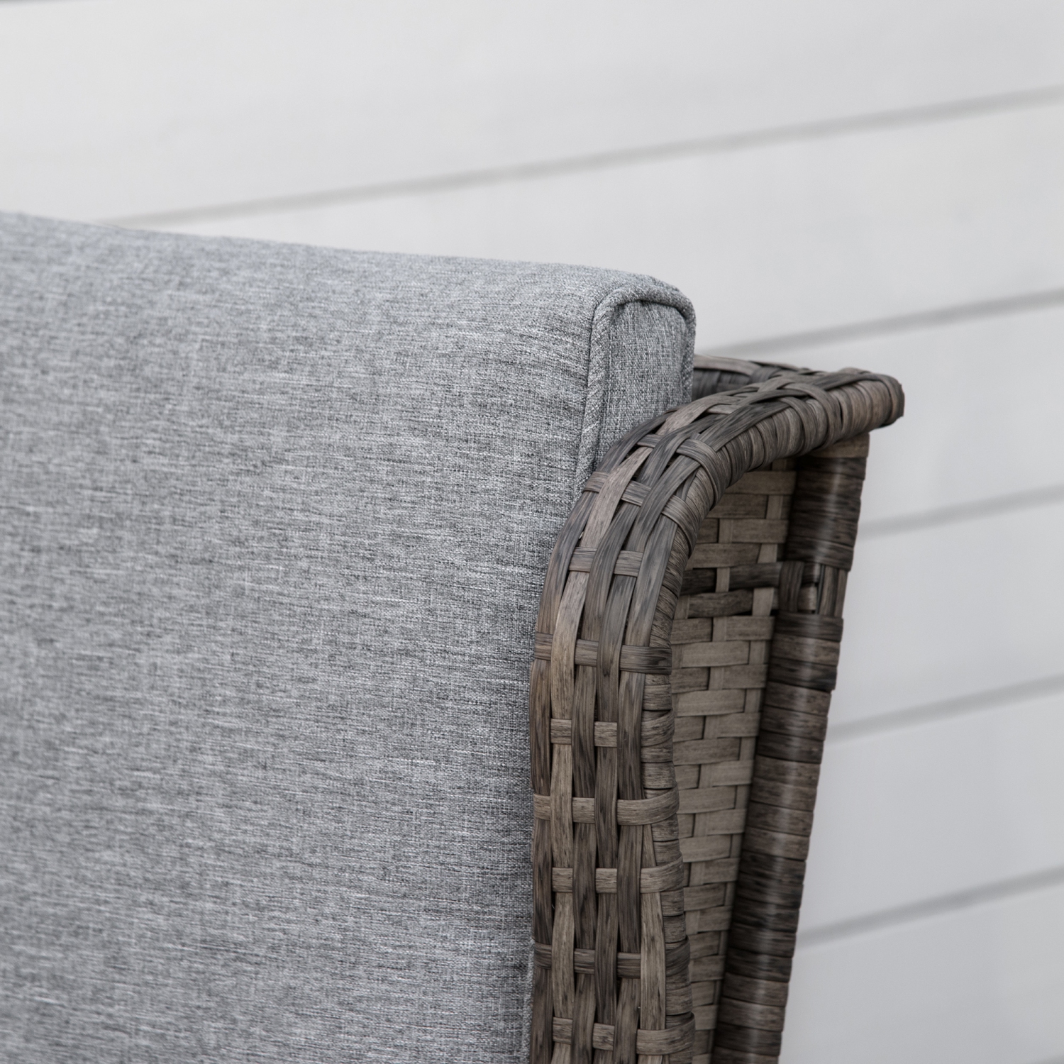 Outsunny Rattan Outdoor Rocking Chair, PE Wicker Patio Chair with Wide Seat and Cushions, Outdoor Rocker with Steel Frame for Patio, Garden,