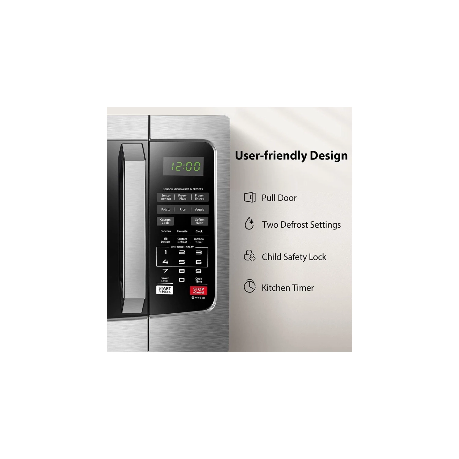 Four à micro-ondes ML-EM31P(SS)/CA de TOSHIBA : Capteur intelligent, intérieur Easy Clean, mode ECO, son activé/désactivé -1,2 pi3 En acier inoxydable