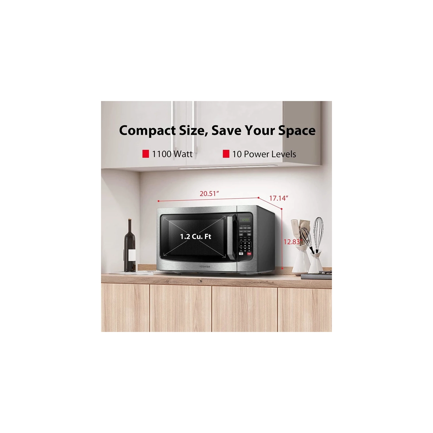 Four à micro-ondes ML-EM31P(SS)/CA de TOSHIBA : Capteur intelligent, intérieur Easy Clean, mode ECO, son activé/désactivé -1,2 pi3 En acier inoxydable