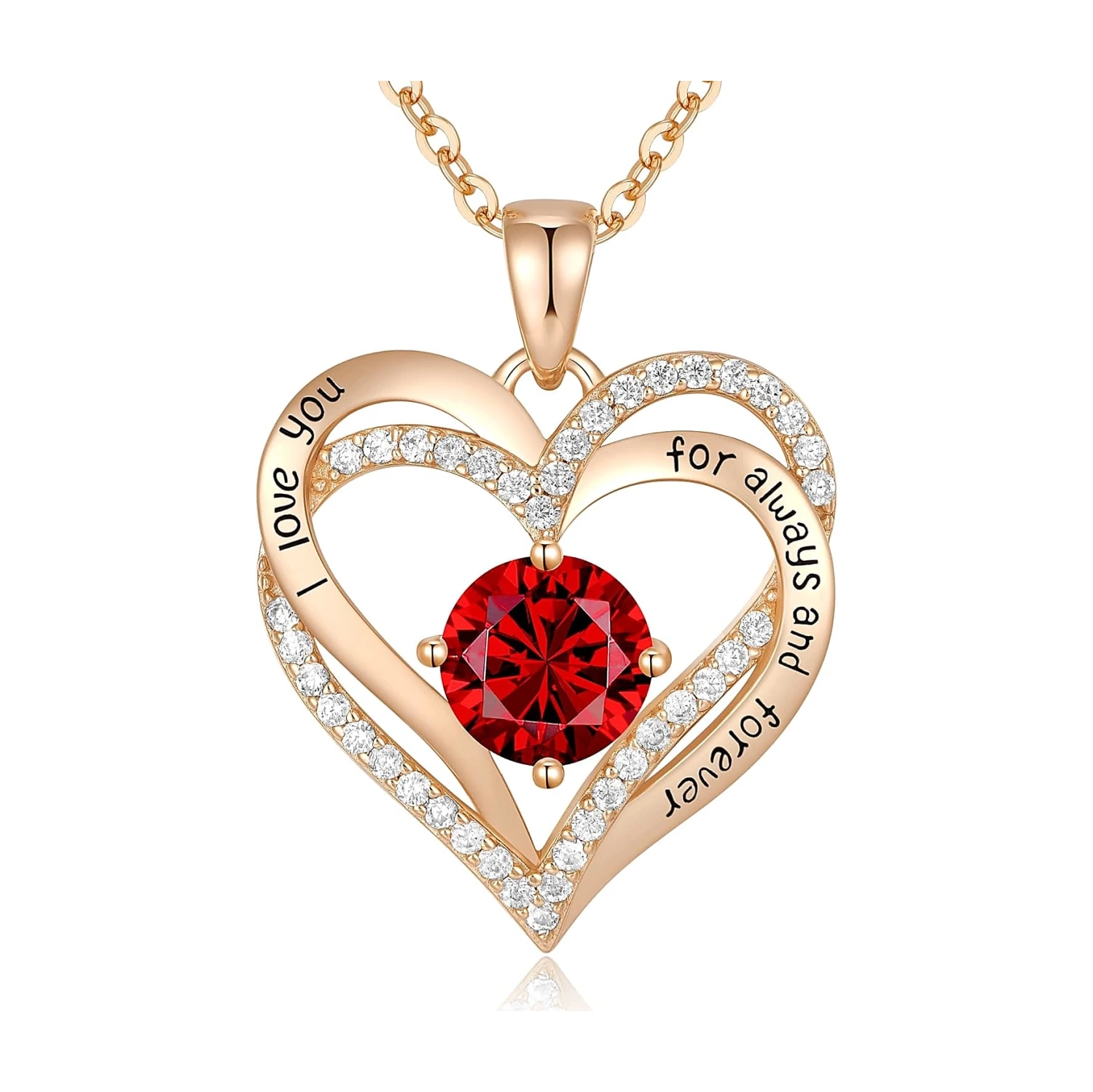 925 Sterling Silver Heart Pendant Necklace with Birthstone Zirconia - Ideal Birthday, Mother’s Day, Anniversary Gift for Women, Wife, Mom,