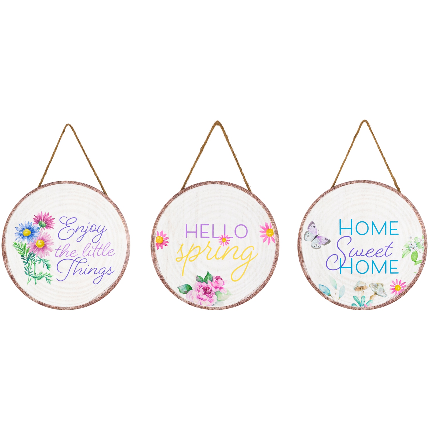 Springtime Floral Hanging Wall Signs - 9.75" - Set of 3