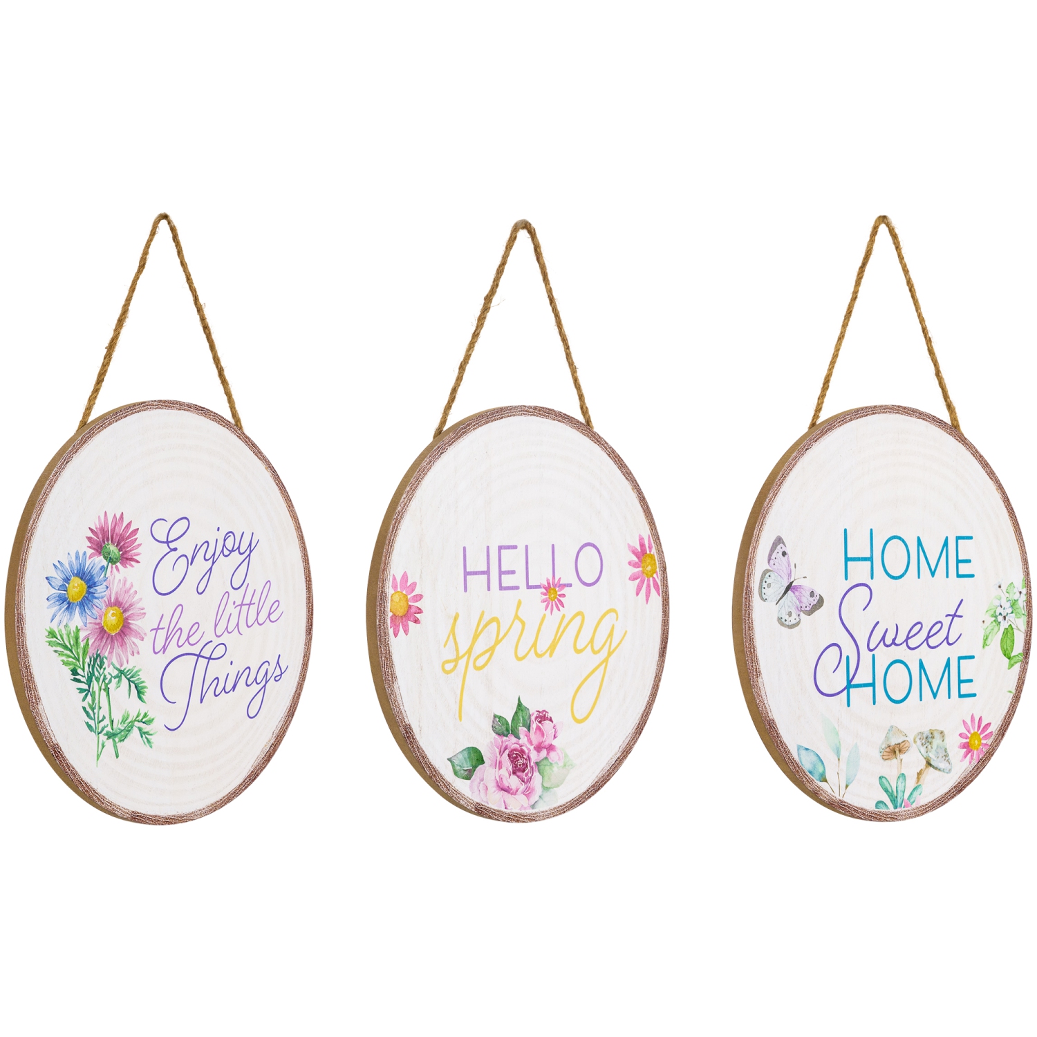 Springtime Floral Hanging Wall Signs - 9.75" - Set of 3