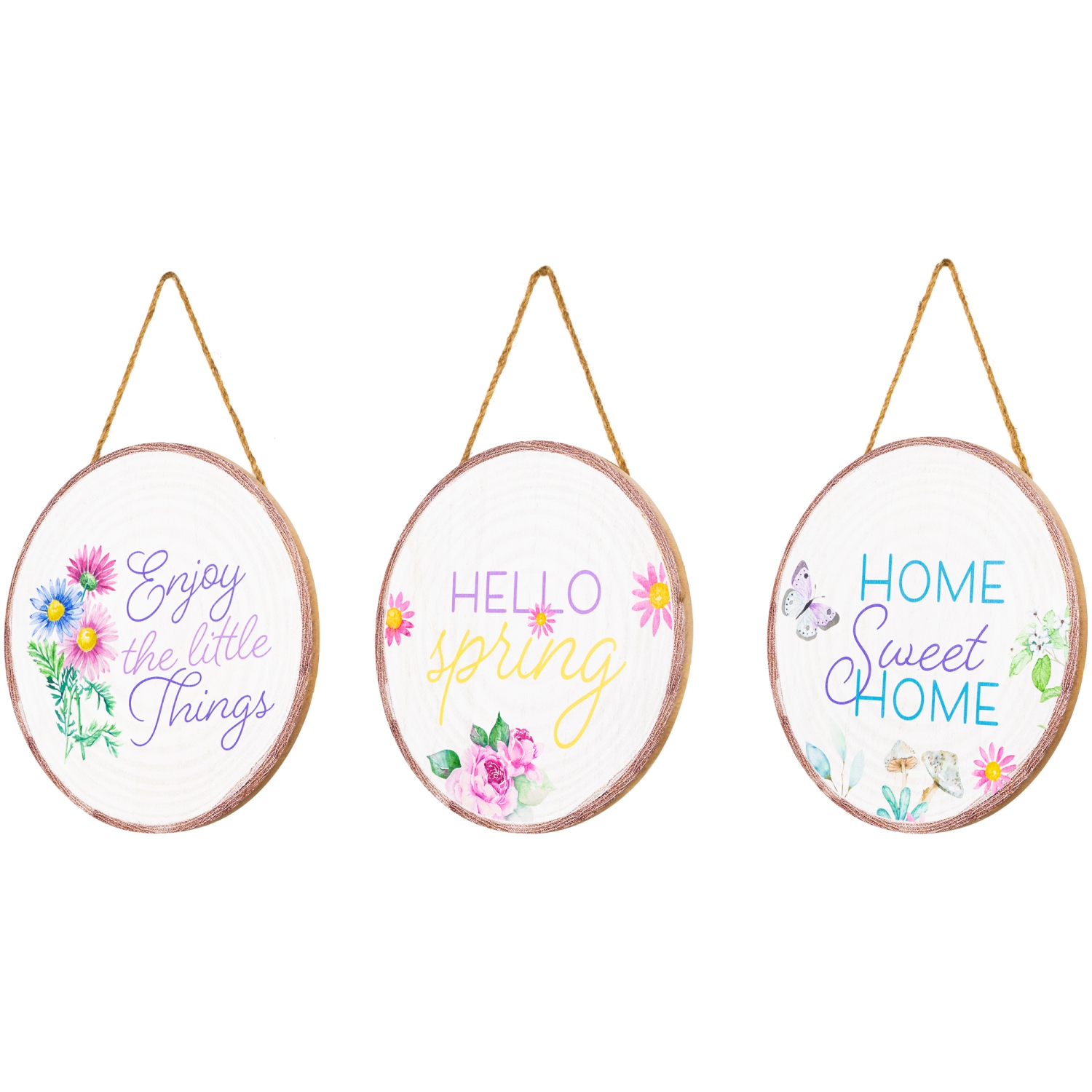 Springtime Floral Hanging Wall Signs - 9.75" - Set of 3