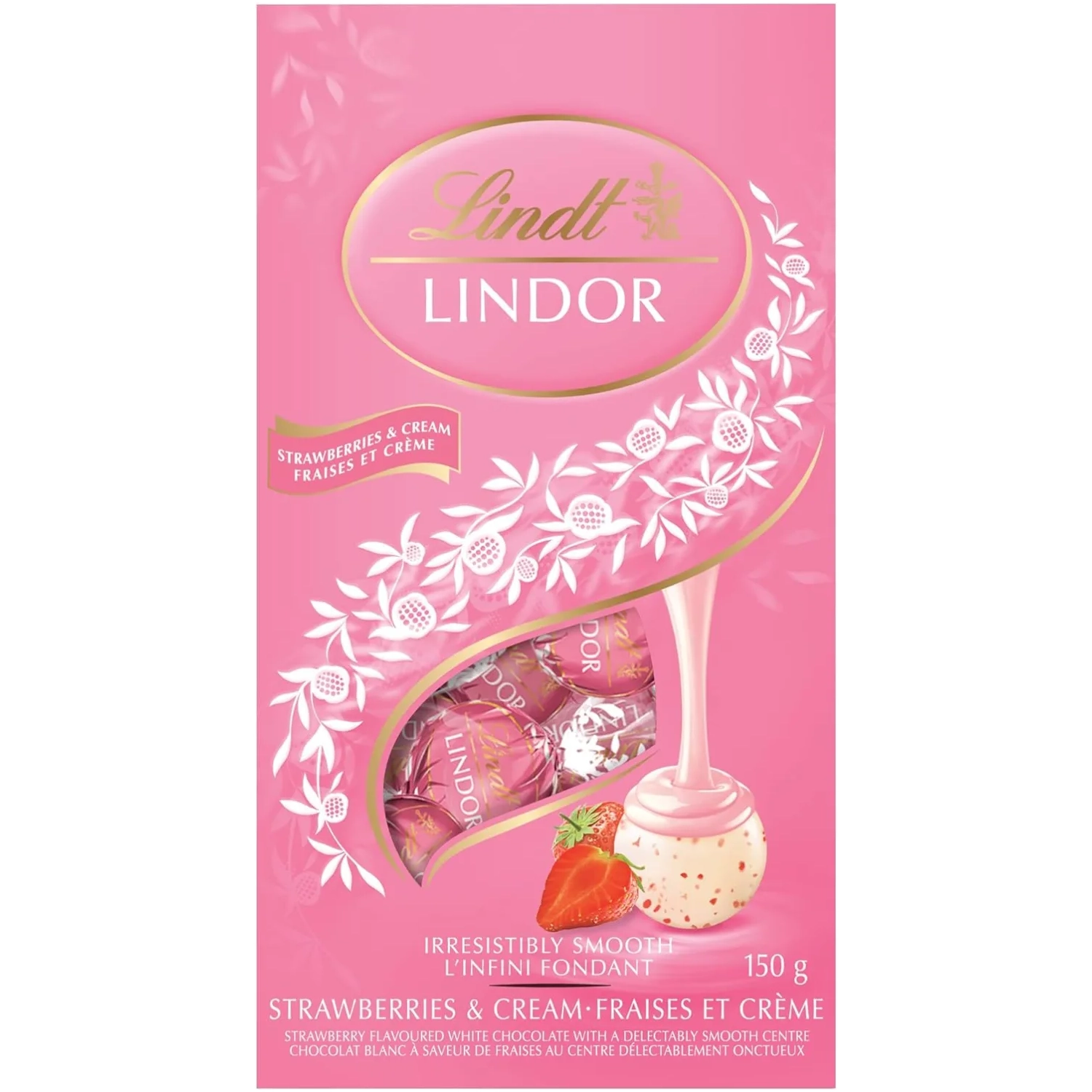 Lindt Lindor Strawberries and Cream White Chocolate Truffles - Irresistible 150g Bag for a Sweet Valentine's Day Treat