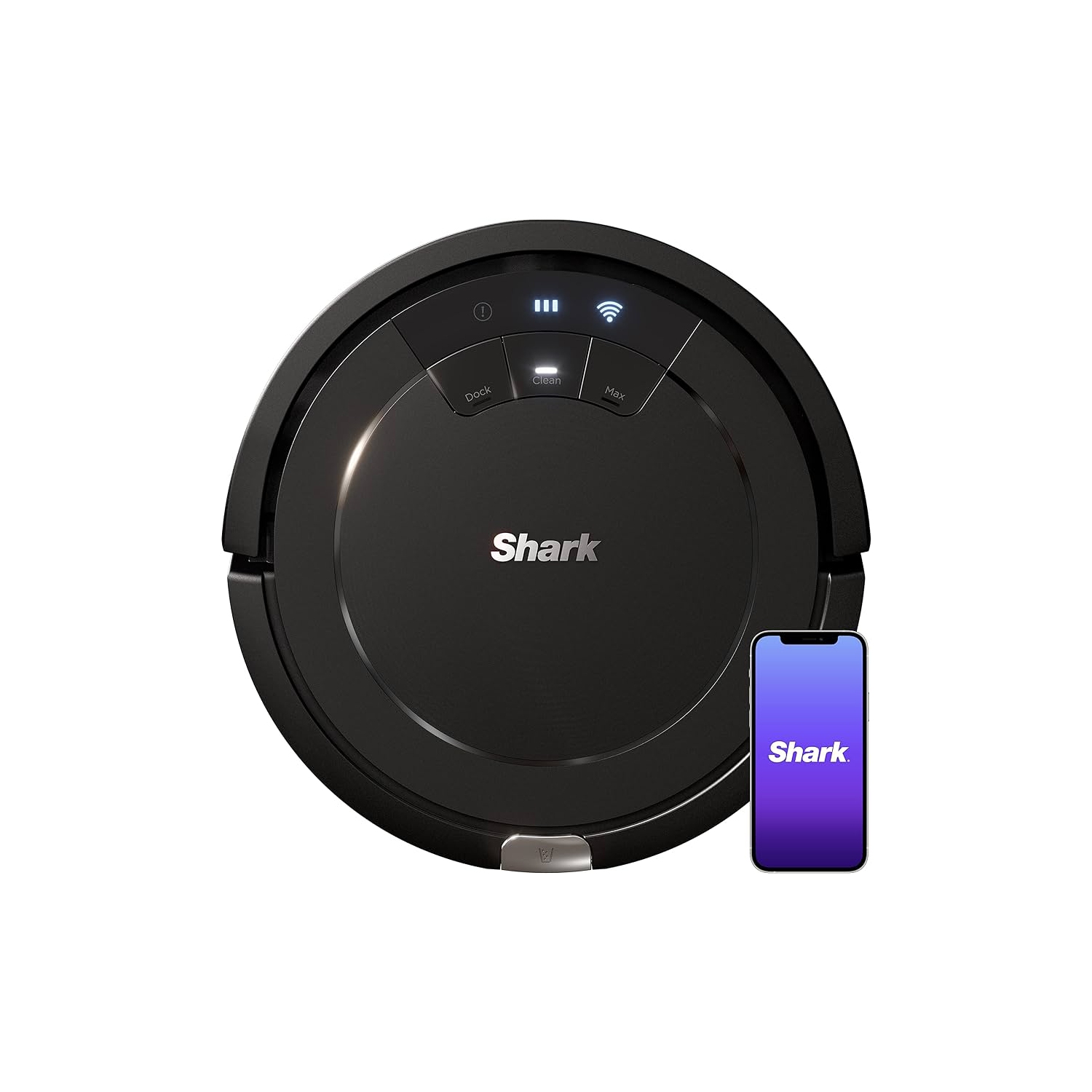 Aspirateur robot ION de Shark, connectivité Wi-Fi, compatible avec l'Assistant Google, nettoyage multisurface, tapis, planchers durs, noir - RV754CA