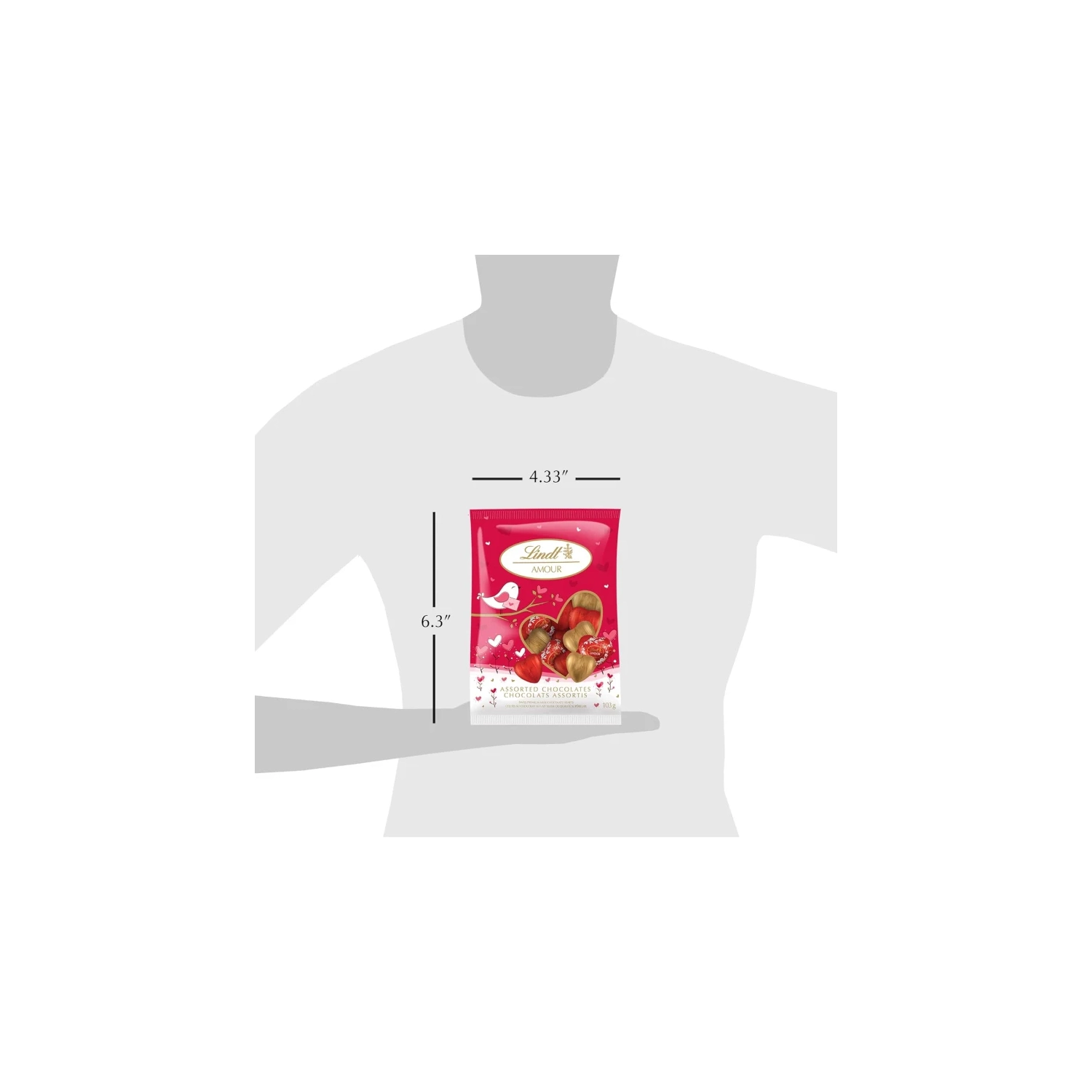 Coeurs de chocolat au lait assortis Lindt Amour - irrésistible sac de 103&nbsp;g chocolats délicieux