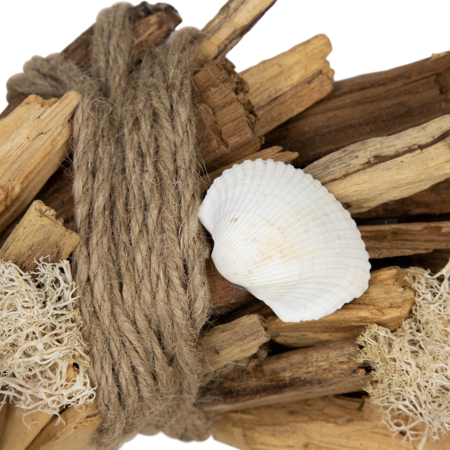 Natural Driftwood and Seashell Artificial Wreath - 14"