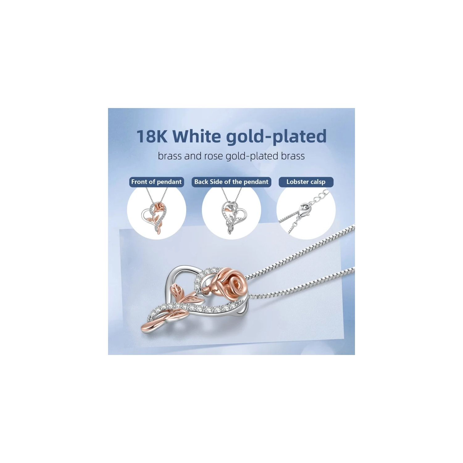 Charming Love Heart Crystal Necklaces - 18K White Gold Plated Pendant Jewelry for Women, Perfect Gifts for Birthday, Anniversary, and Valentine's Day