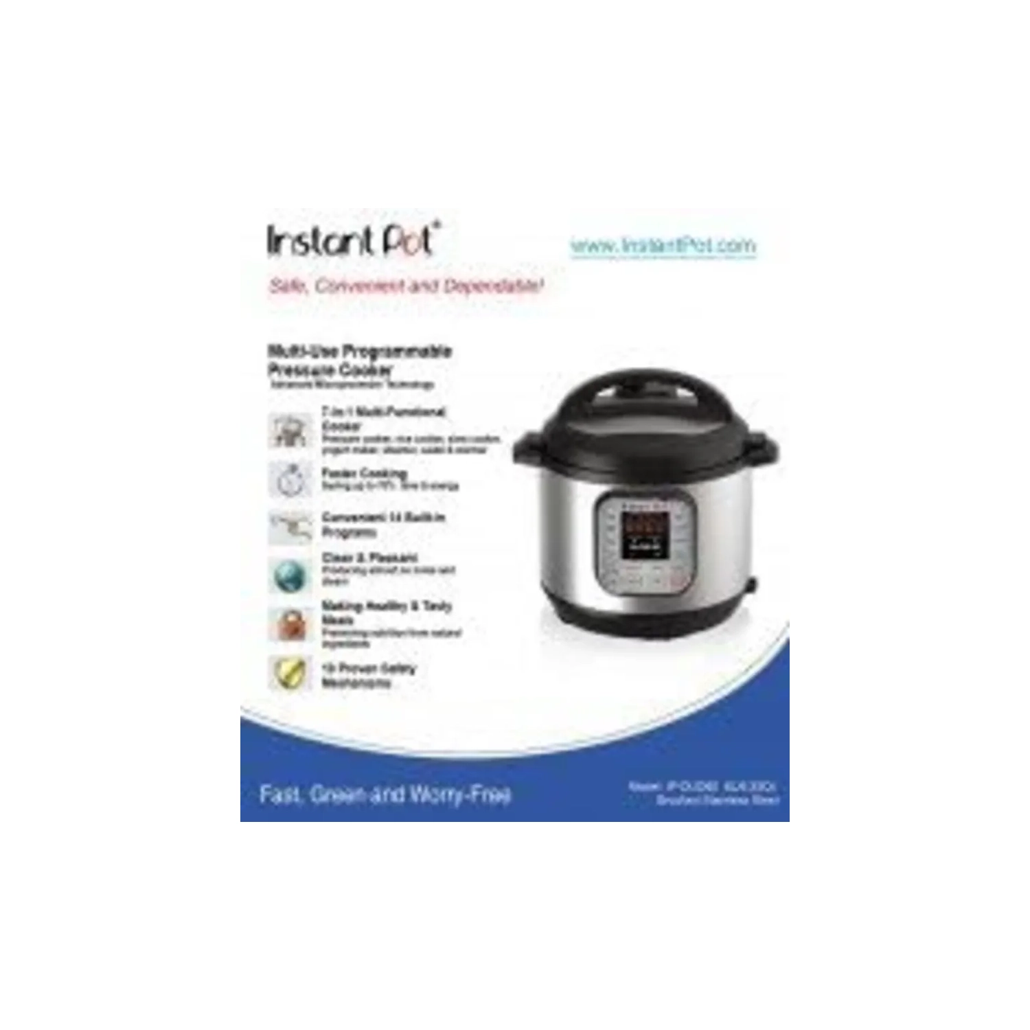 Instant Pot Duo 7-in-1 Electric Pressure Cooker - 6 Quart Stainless Steel, Includes App with 800+ Recipes