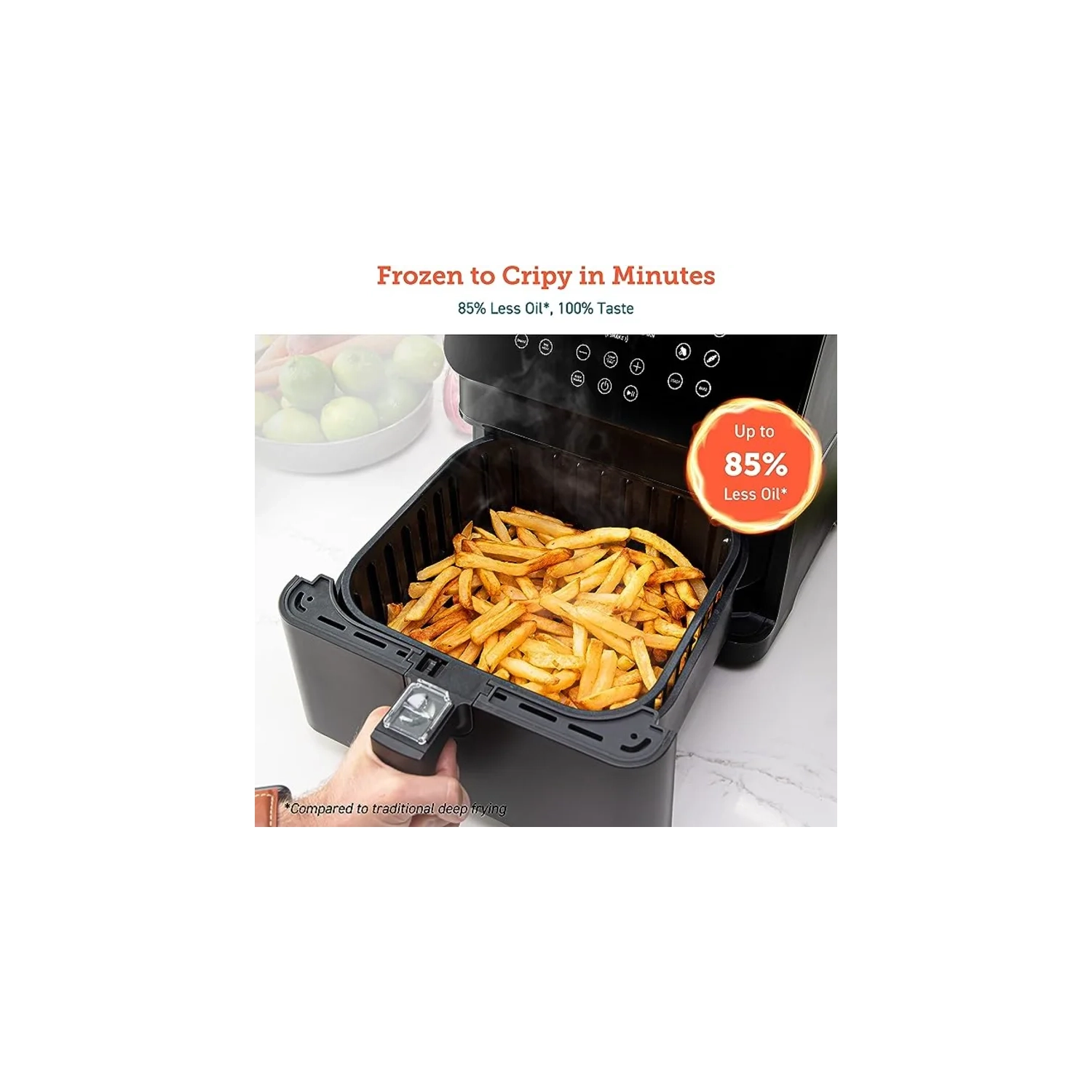 5.8qt Max XL Air Fryer Oven Combo - 12 One-Touch Custom Functions, Nonstick, Dishwasher-Safe, Cookbook & Online Recipes