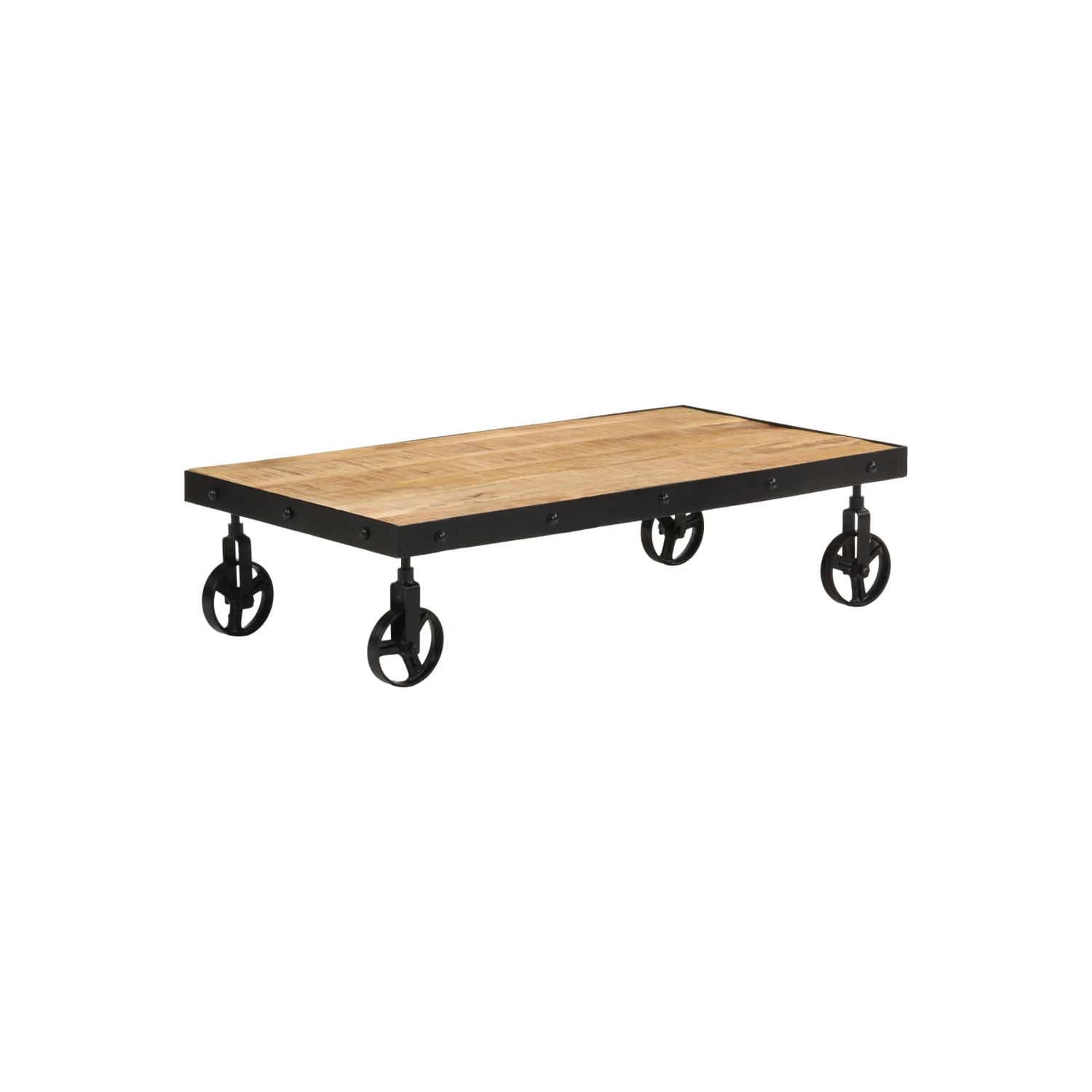 vidaXL Coffee Table with Wheels Solid Mango Wood 100x55x26 cm