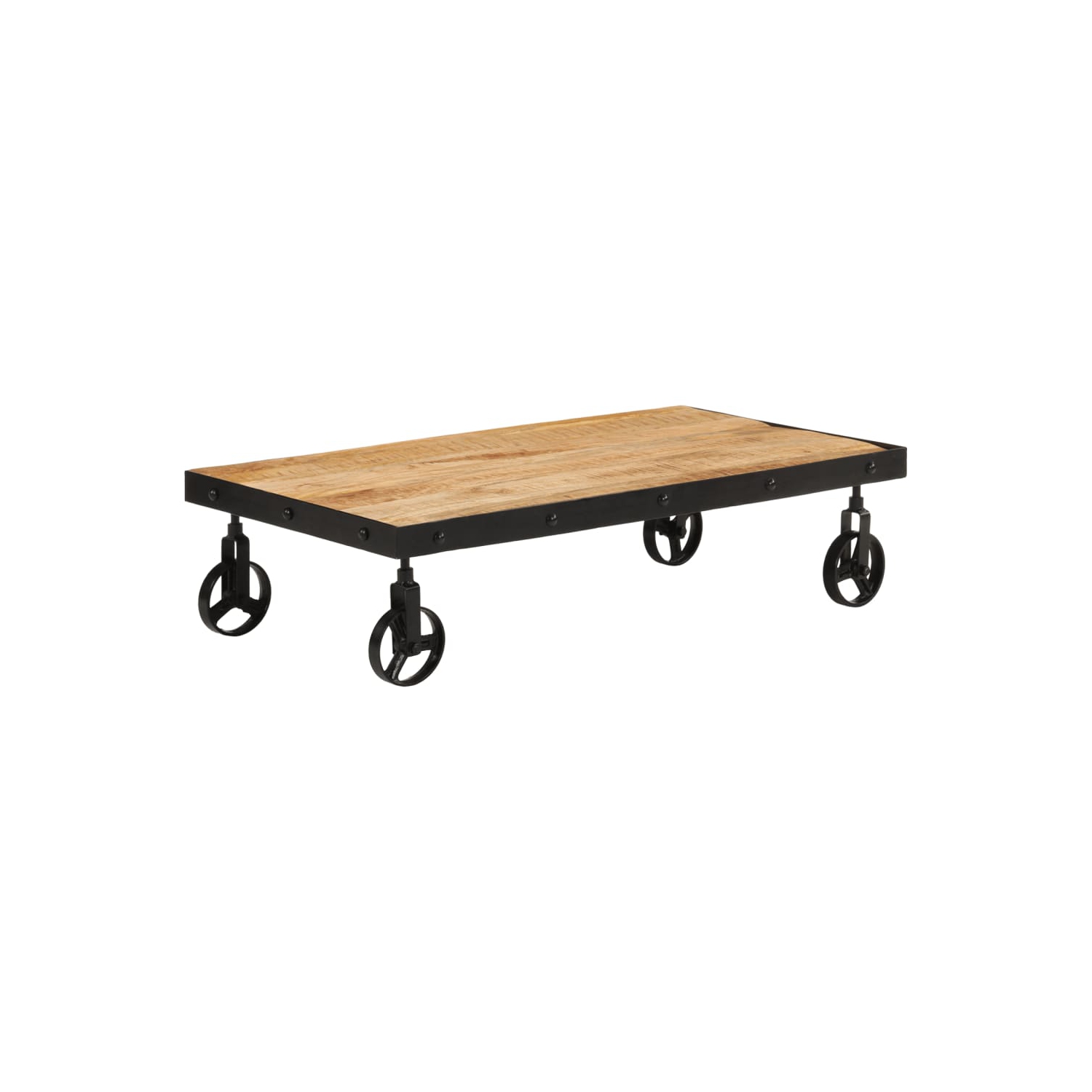 vidaXL Coffee Table with Wheels Solid Mango Wood 100x55x26 cm