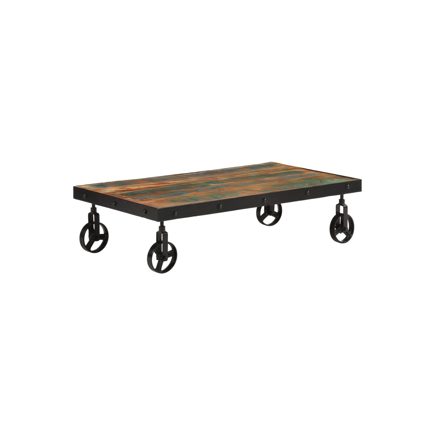 vidaXL Coffee Table with Wheels Solid Reclaimed Wood 100x55x26 cm