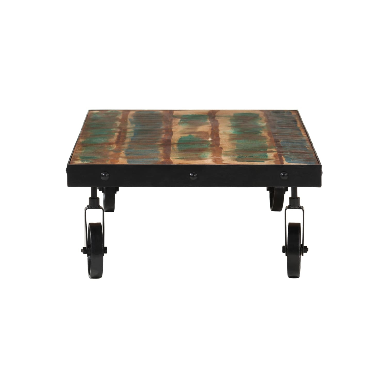 vidaXL Coffee Table with Wheels Solid Reclaimed Wood 100x55x26 cm