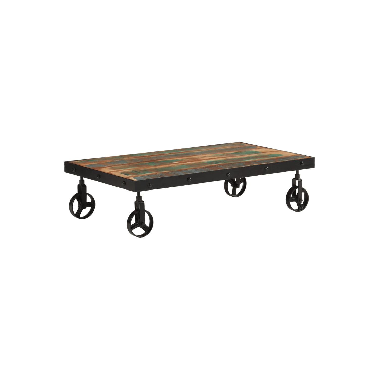 vidaXL Coffee Table with Wheels Solid Reclaimed Wood 100x55x26 cm
