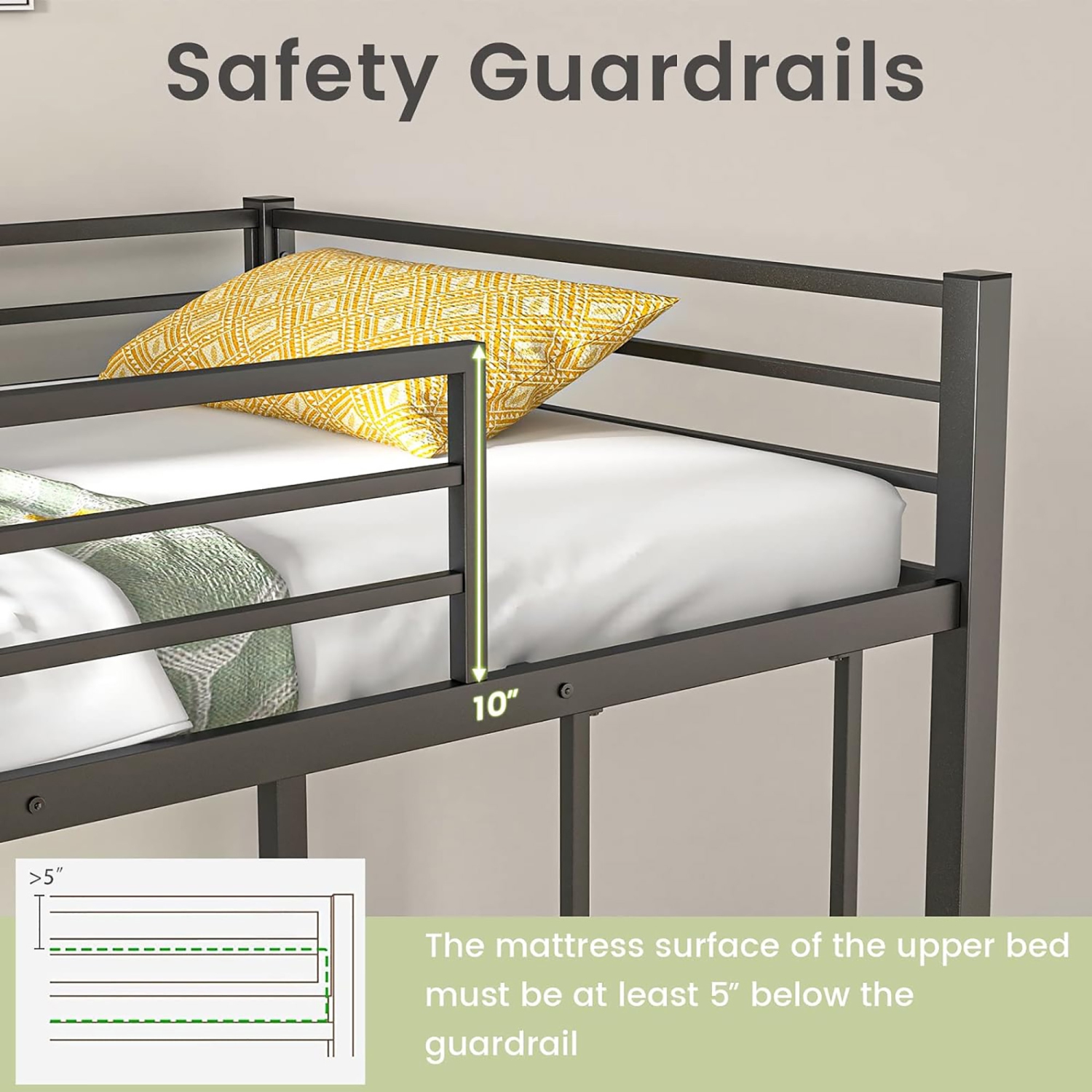 Gymax Twin Over Twin Low Metal Bunk Bed w/ Ladder Guardrails for Teens Adults Black