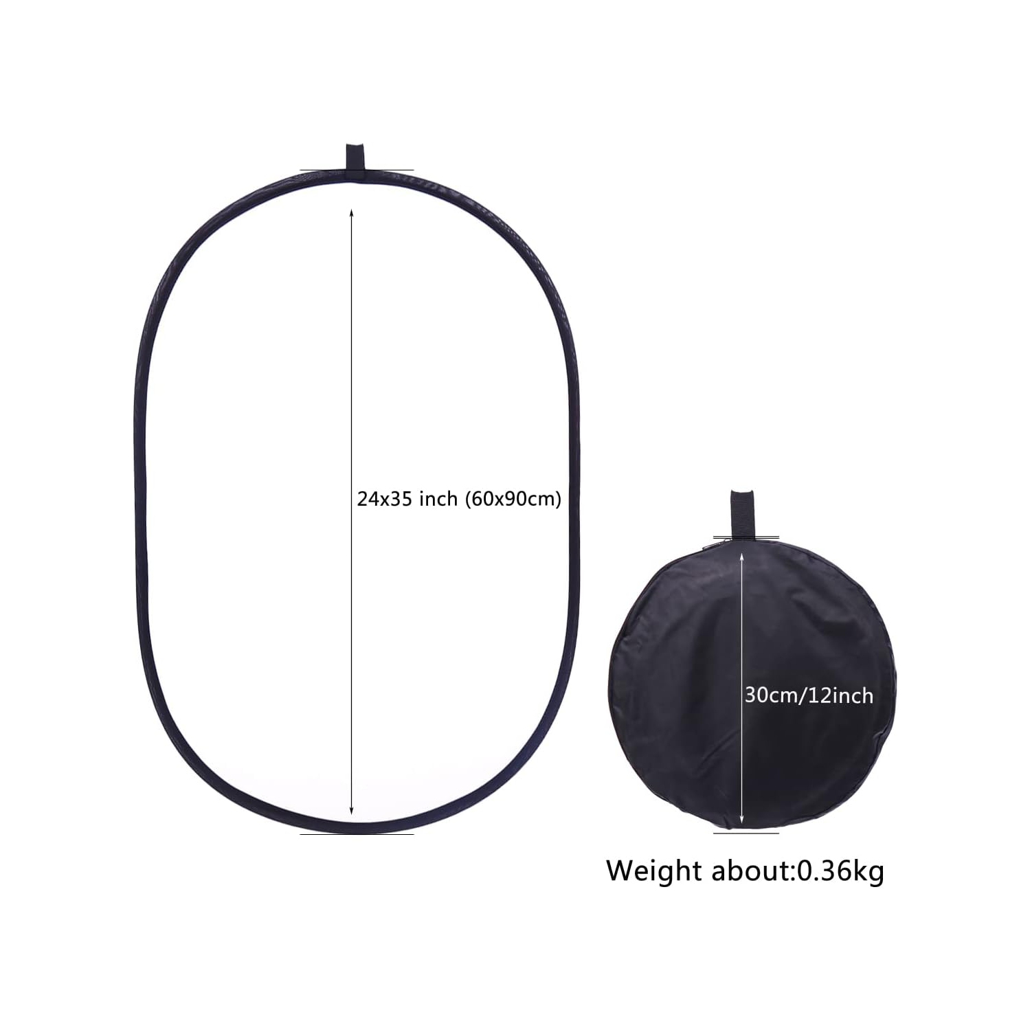 Réflecteur photo de photoréflecteur ovale de 24 x 35&nbsp;po, 5 en 1, caméra photo studio, photo, photo, écran plat, 90&nbsp;cm, ensemble diffuseur