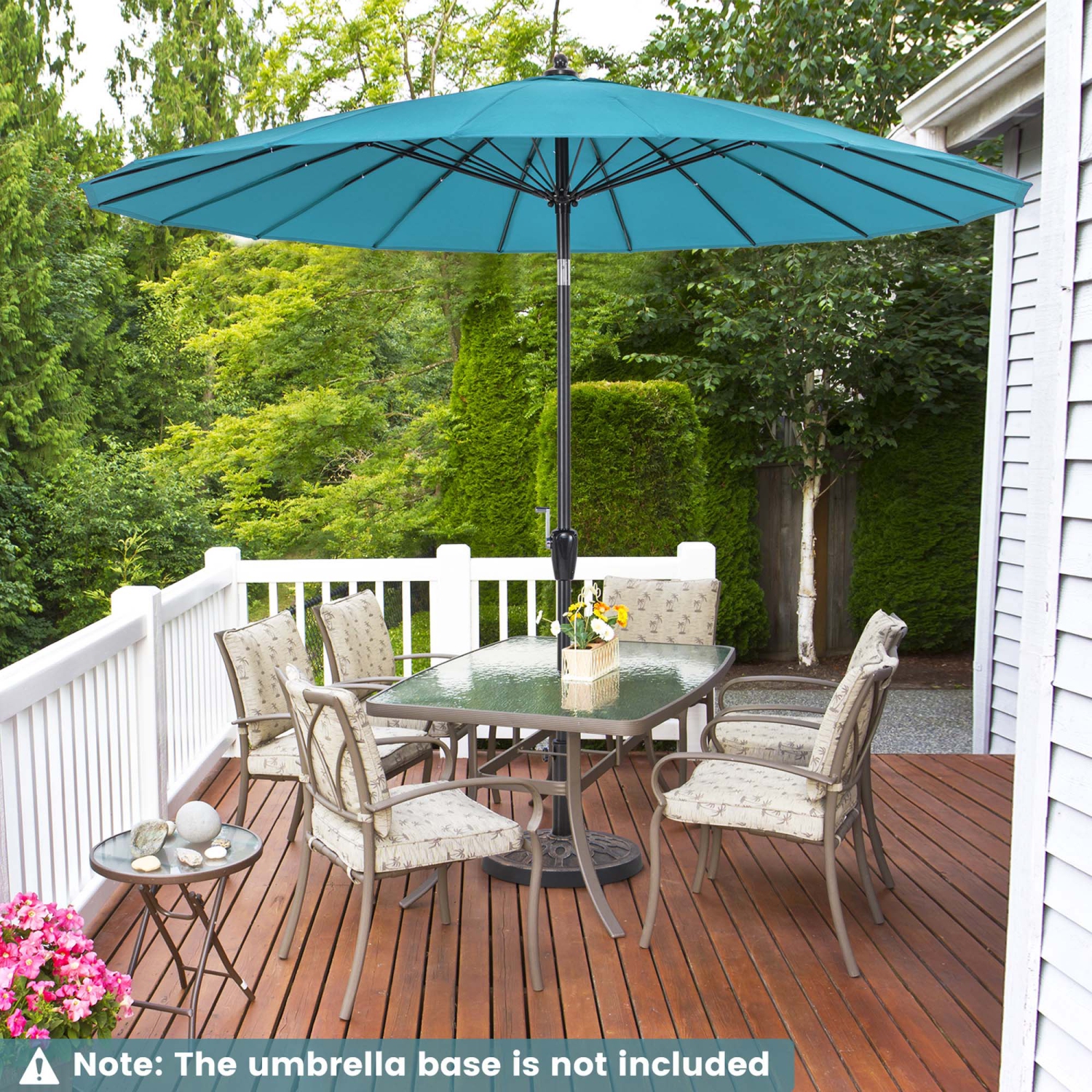 Costway 9 FT Patio Round Market Umbrella with Push Button Tilt, Crank Handle, Vented Top