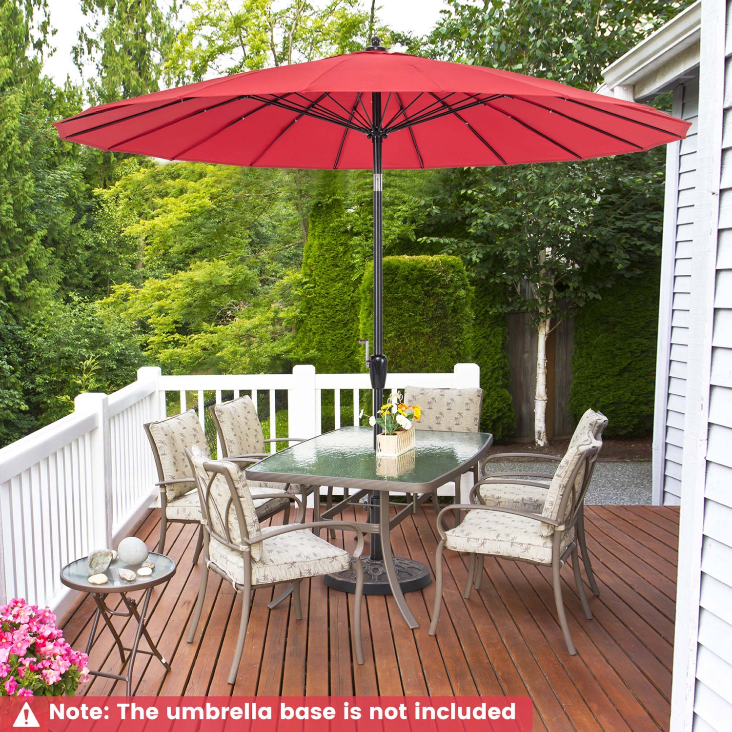 Costway 9 FT Patio Round Market Umbrella with Push Button Tilt, Crank Handle, Vented Top