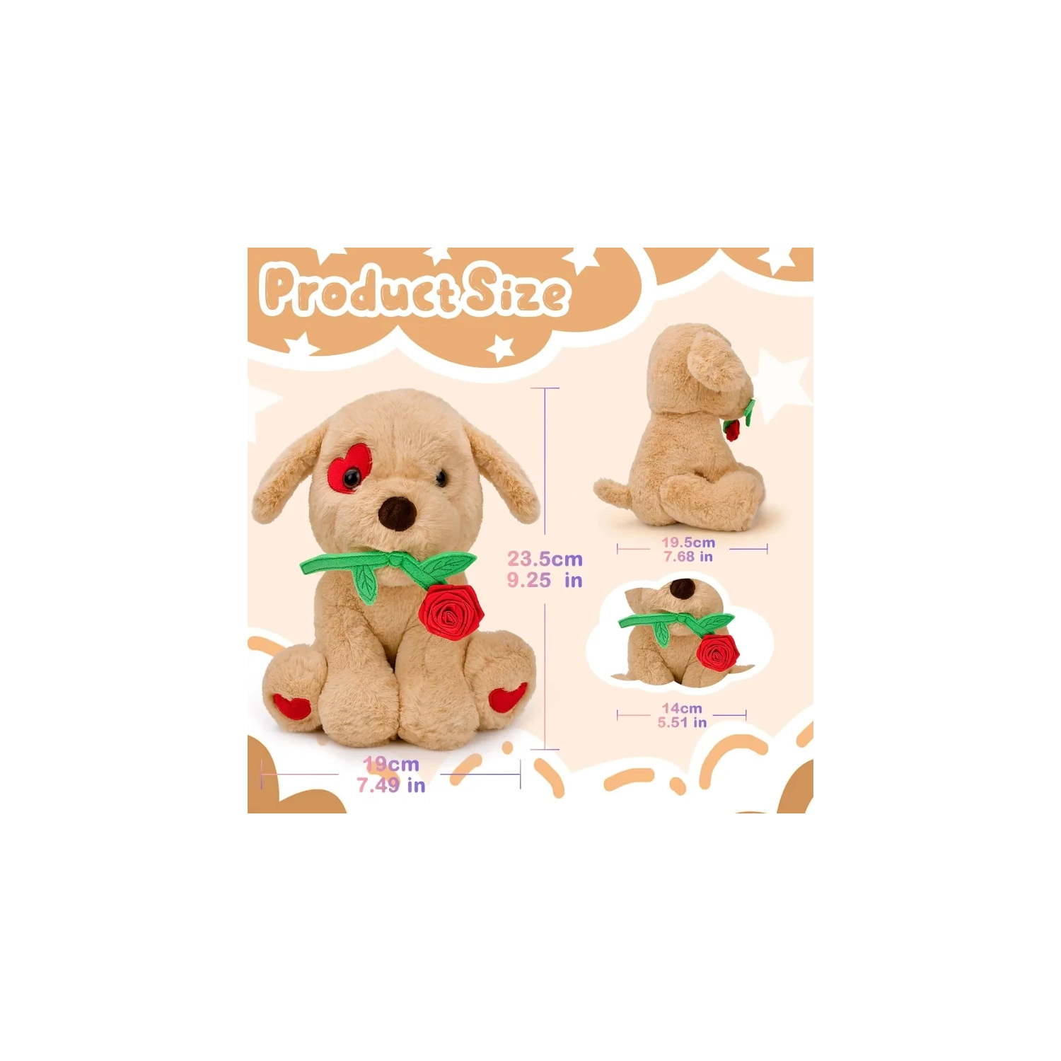 Valentine's Day Plush Toy Gift for Her - 9.25 Inches, Light Brown, Ideal for Girlfriend, Wife, Women, Kids - Perfect Christmas, Birthday, or Cadeau