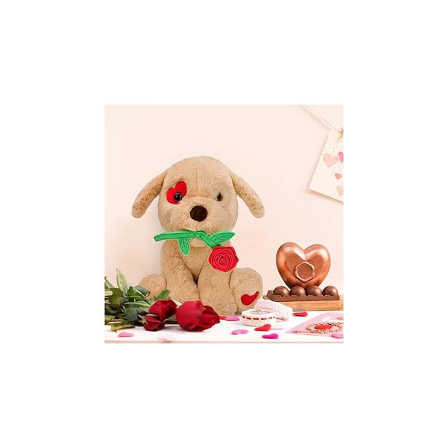 Valentine's Day Plush Toy Gift for Her - 9.25 Inches, Light Brown, Ideal for Girlfriend, Wife, Women, Kids - Perfect Christmas, Birthday, or Cadeau