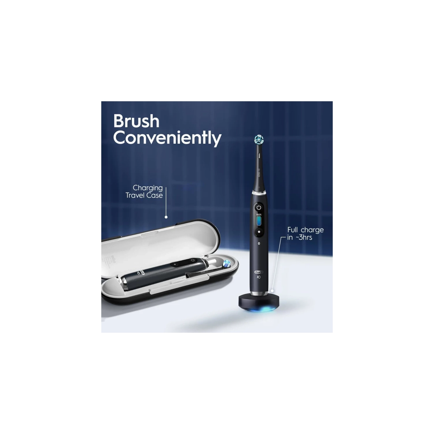 Oral-B Power iO Series 9 Electric Toothbrush - Black Onyx, Rechargeable with 4 Brush Heads and Charging Travel Case