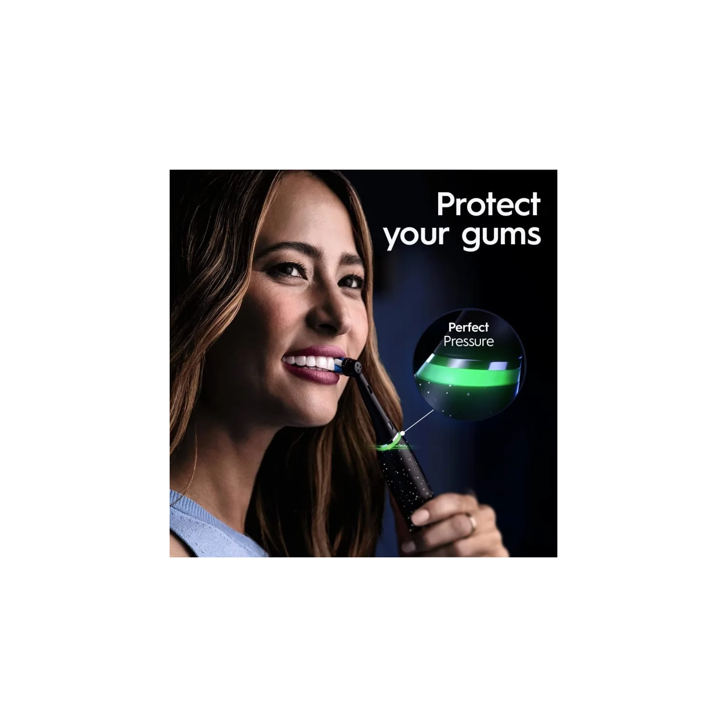 Brosse à dents électrique iO de série 10 d'Oral-B, noir cosmique, 4 têtes de brosse, étui de transport, chargeur IO Sense - capteur de pression, 7