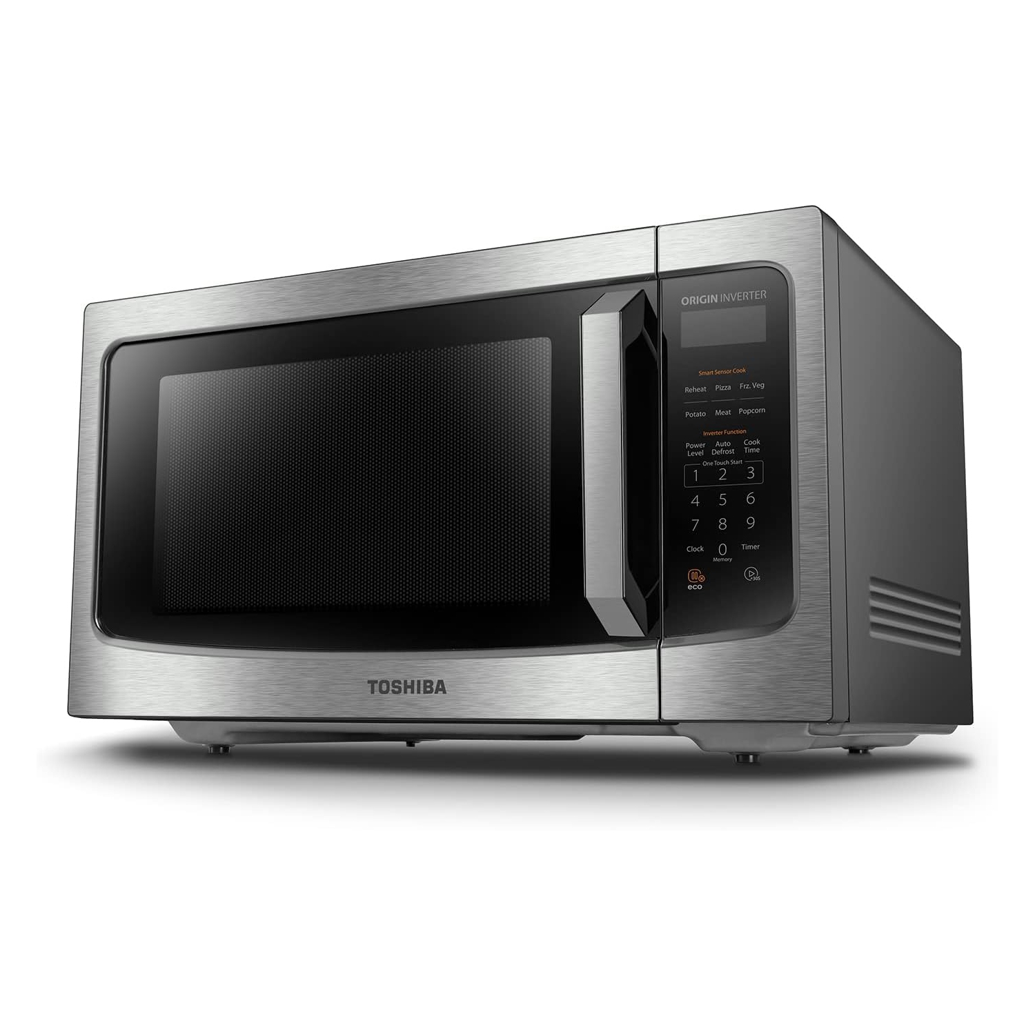 TOSHIBA TMC16S4AST Microwave Oven with Origin Inverter Technology, LCD Display and Smart Sensor, 1.6 Cu.ft, Stainless Steel
