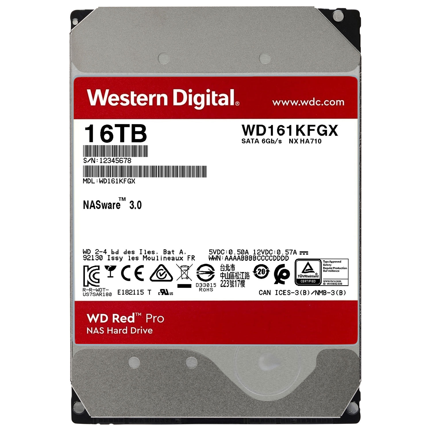 WD Red Pro 16TB 3.5" 7200RPM SATA Internal NAS Hard Drive - Red
