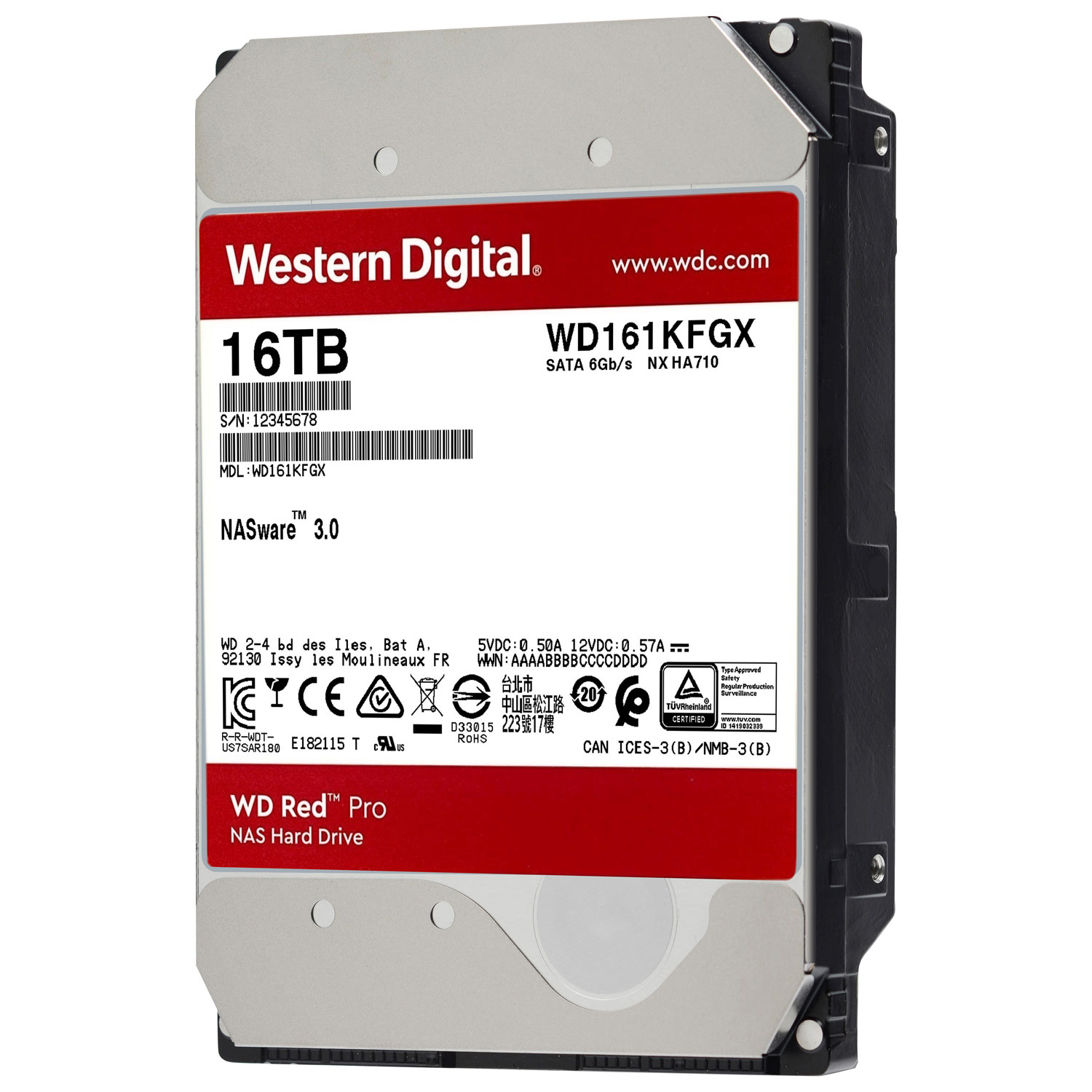 WD Red Pro 16TB 3.5" 7200RPM SATA Internal NAS Hard Drive - Red