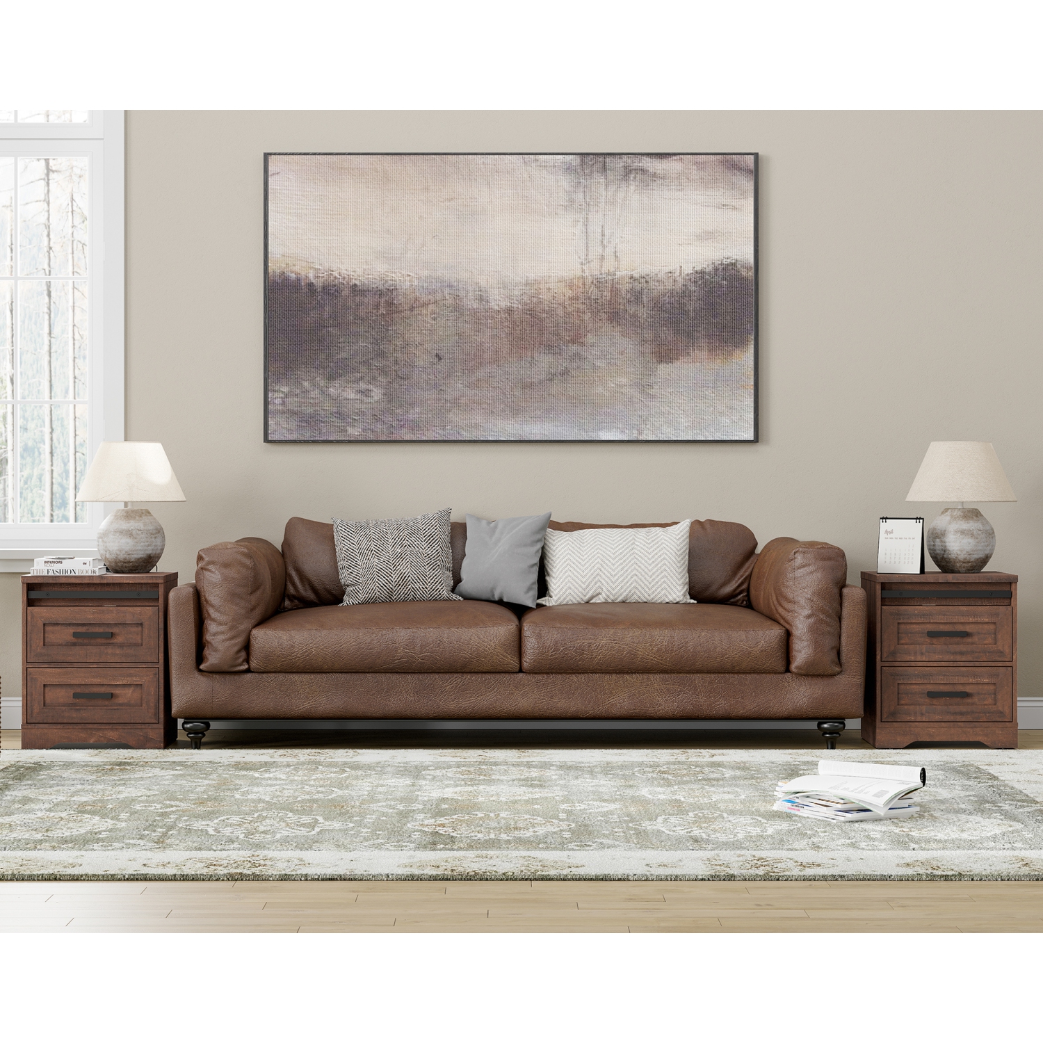 WAMPAT 2 Pack End Table with Charging Station Side Sofa Table with 3 Drawers, Modern Nightstand with Power Outlets & USB Ports for Living Room,