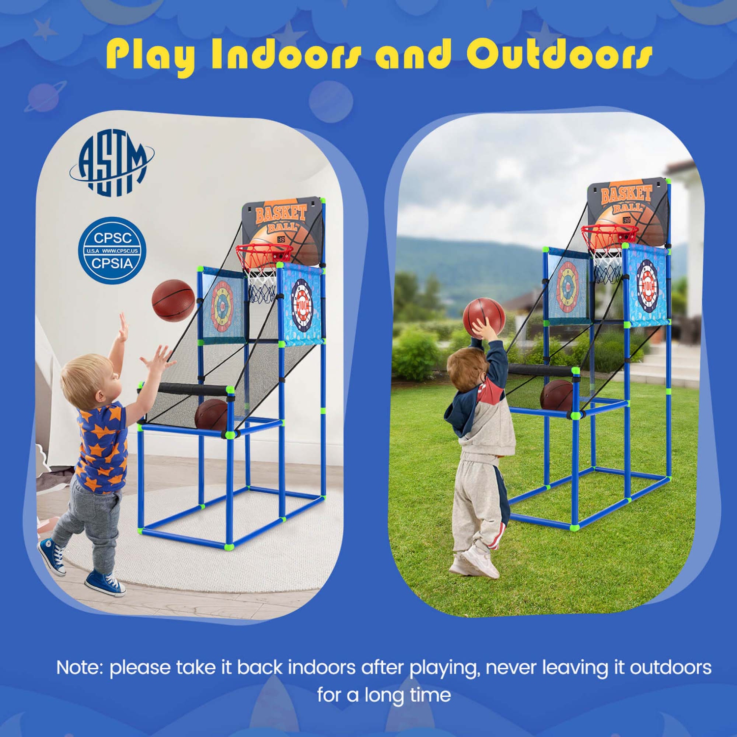 Costway 2-in-1 Kids Basketball Arcade & Sticky Balls Game w/Electronic Scoreboard Sound