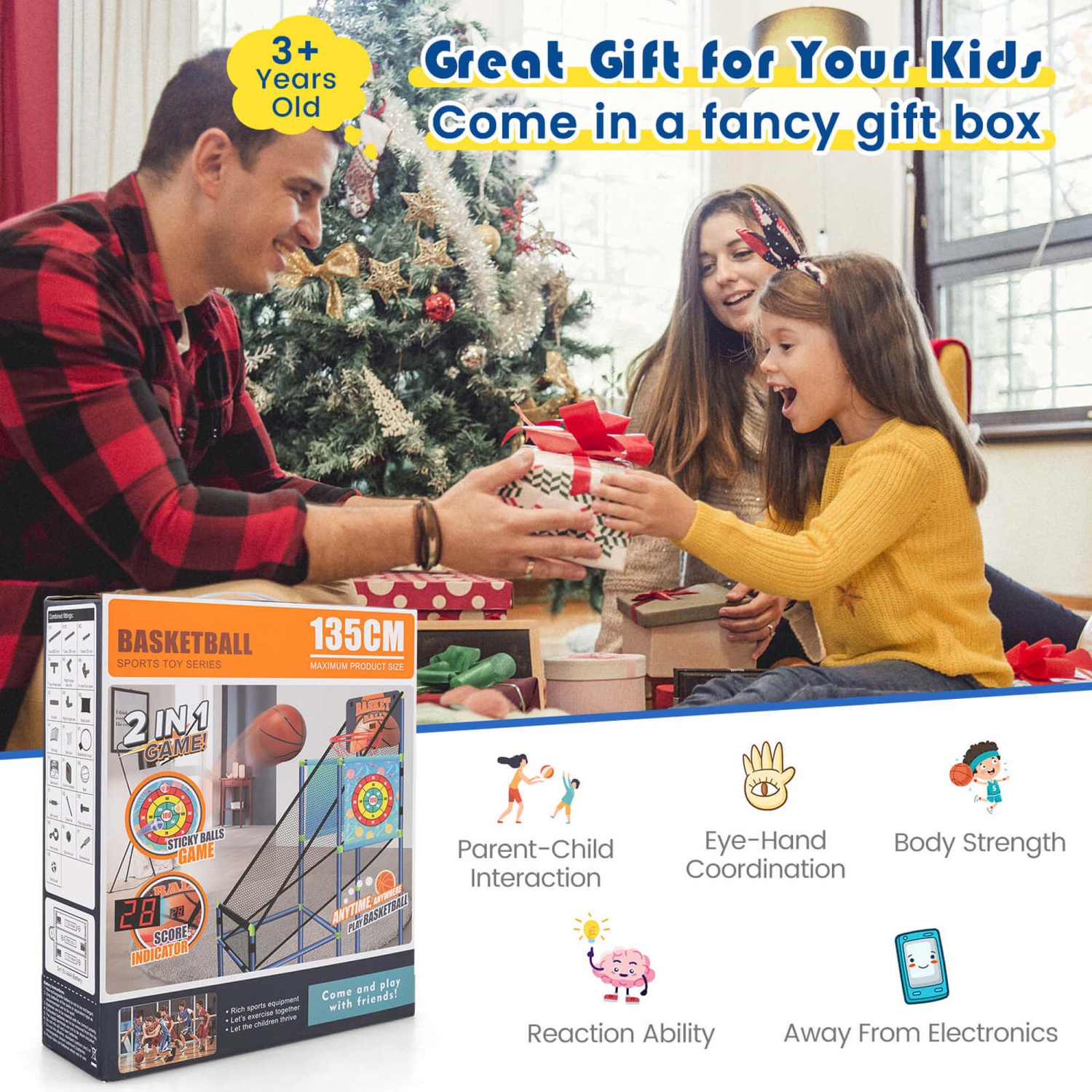 Costway 2-in-1 Kids Basketball Arcade & Sticky Balls Game w/Electronic Scoreboard Sound