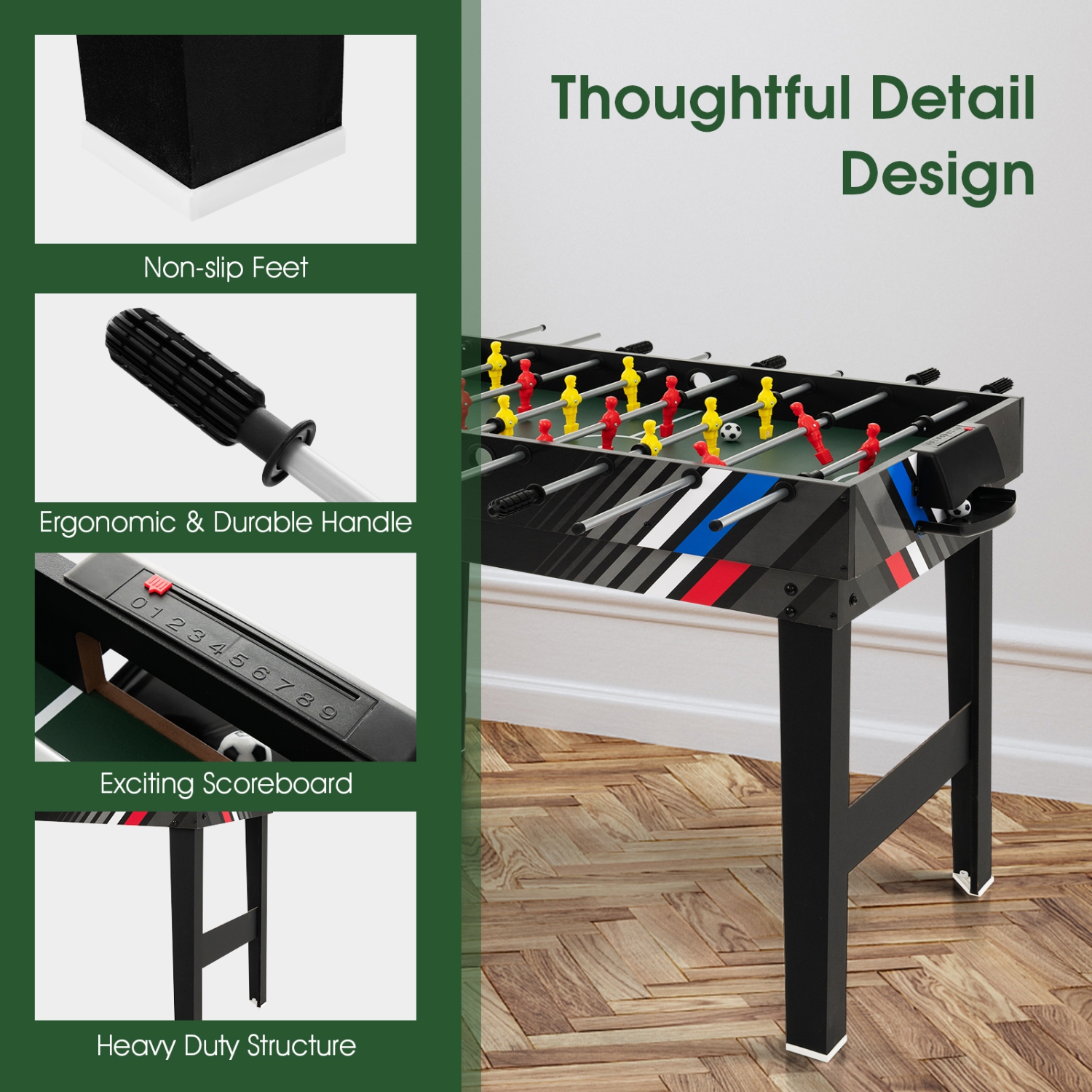 Costway 4-in-1 Combo Game Table 49" Foosball with Pool Billiards Air Hockey Table Tennis