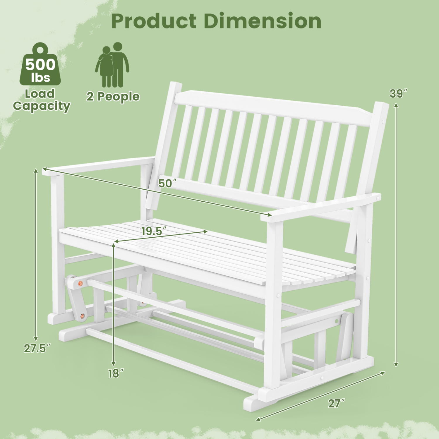 Costway Patio Glider Loveseat Chair Swing Rocking Bench with Slatted Seat & Curved Backrest