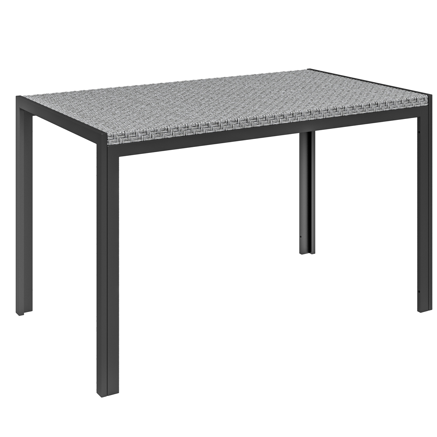 Table à dîner de jardin Outsunny de 47&nbsp;po pour 4&nbsp;personnes, table extérieure rectangulaire avec table en osier de rotin en polyéthylène,