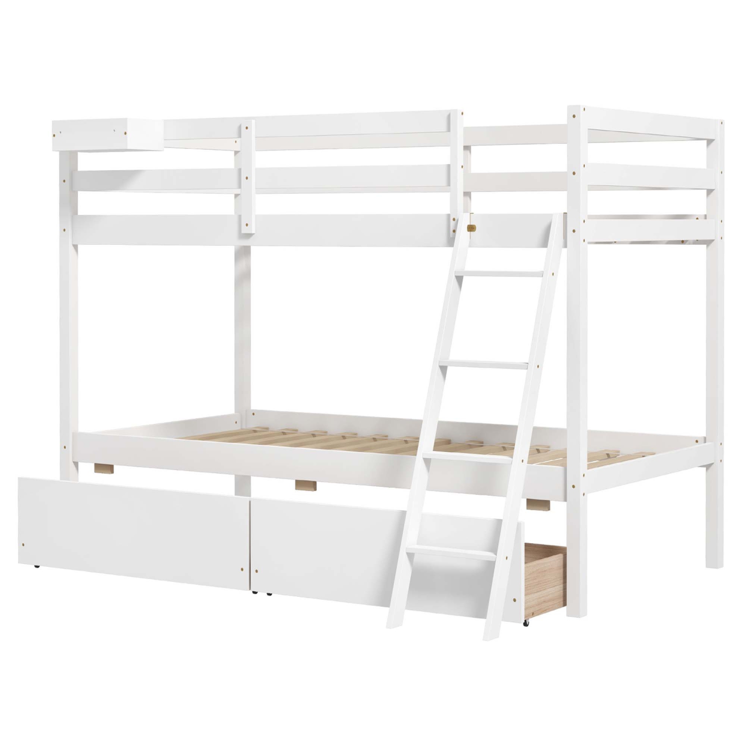 Costway Twin Over Twin Bunk Bed with 2 Storage Drawers Ladder No Box Spring Needed