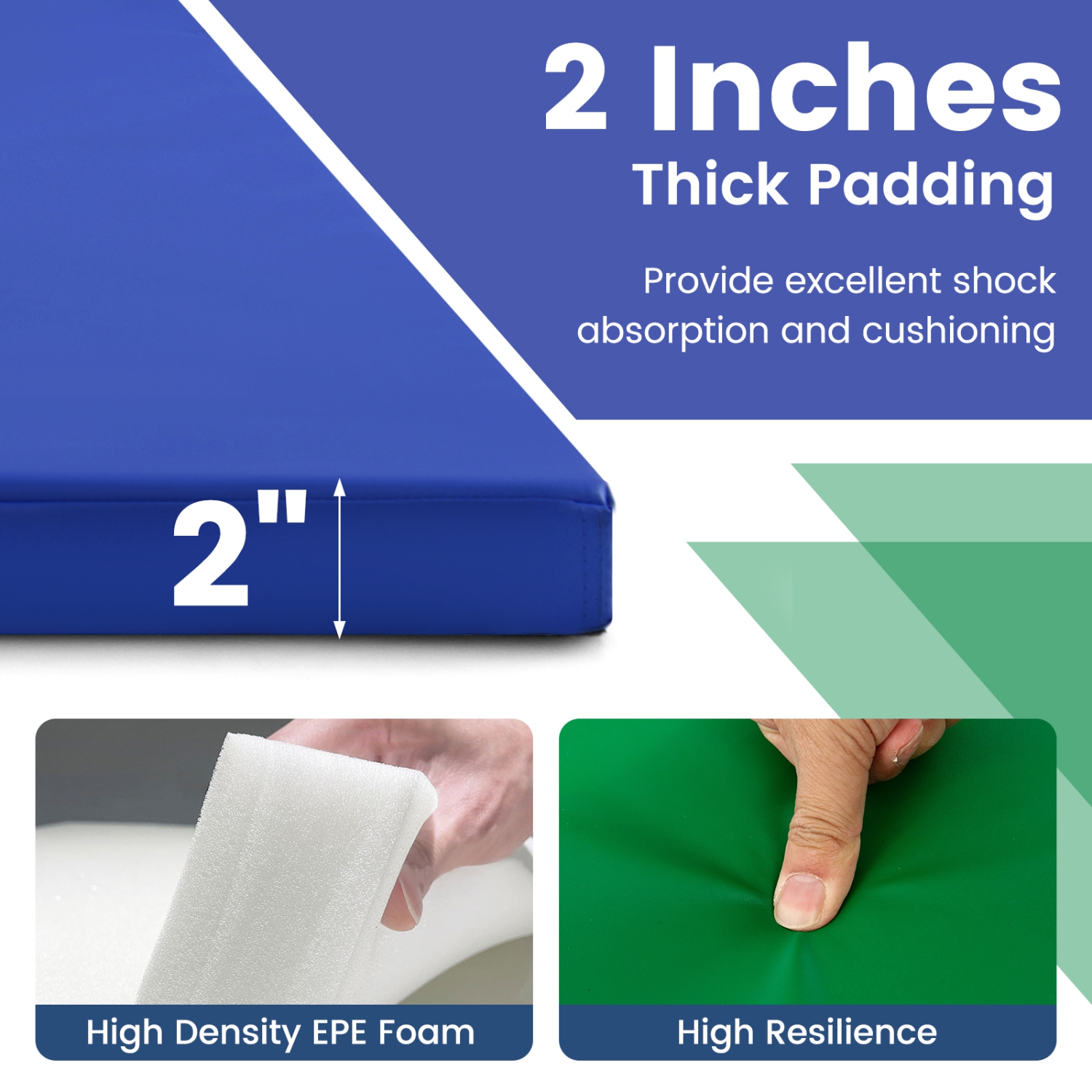 Costway 10' x 4' x 2" 4-Panel Folding Exercise Mat with Carrying Handles for Gym Yoga