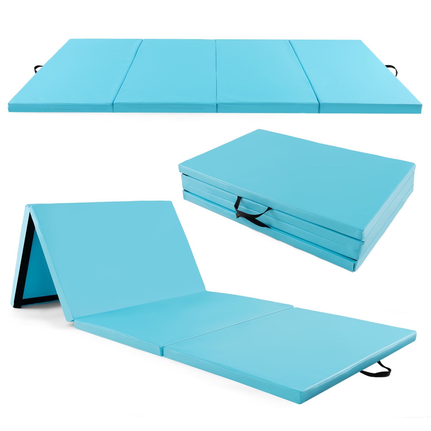 Costway 10' x 4' x 2" 4-Panel Folding Exercise Mat with Carrying Handles for Gym Yoga