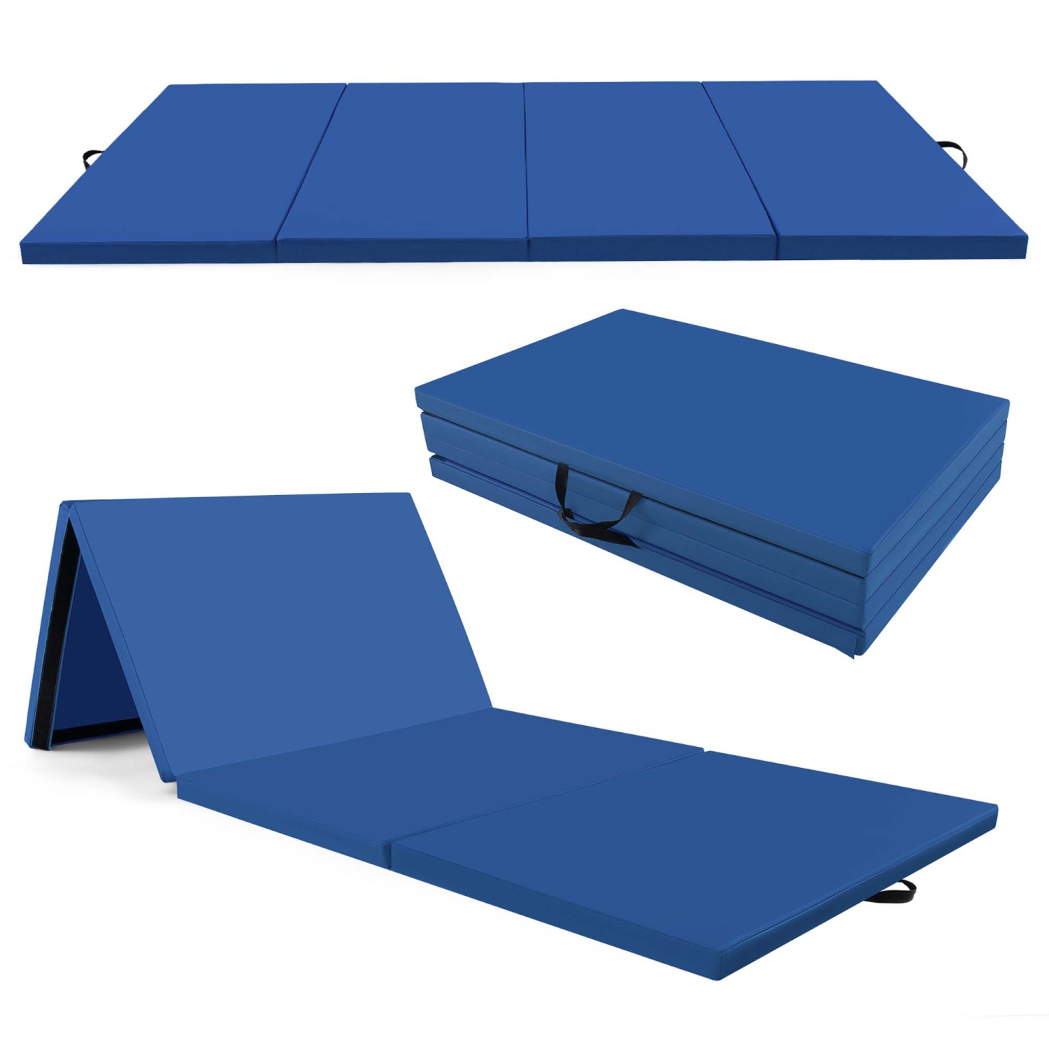 Costway 10' x 4' x 2" 4-Panel Folding Exercise Mat with Carrying Handles for Gym Yoga