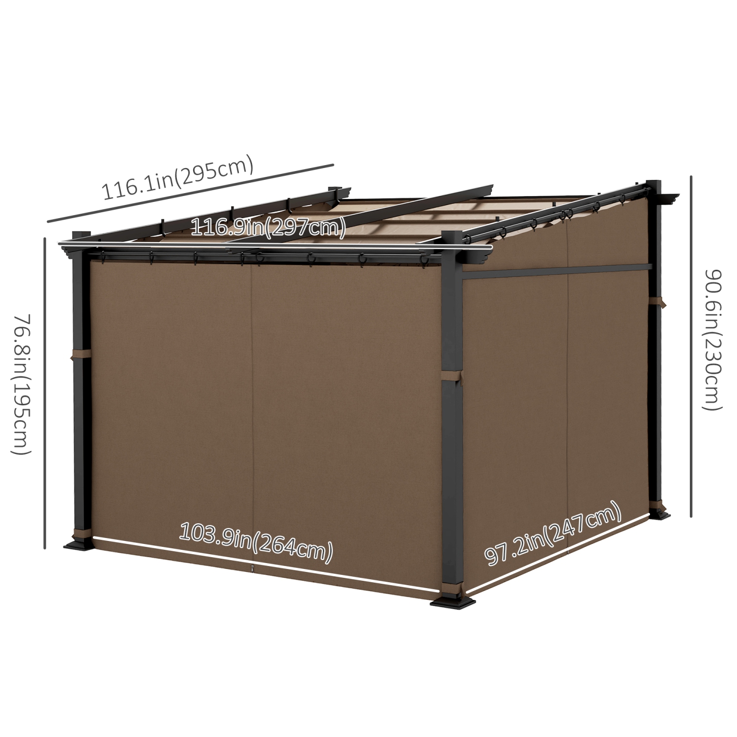 Outsunny 10' x 10' Metal Pergola with Sliding Roof Canopy, Retractable Pergola Canopy for Outdoor, Patio, Coffee