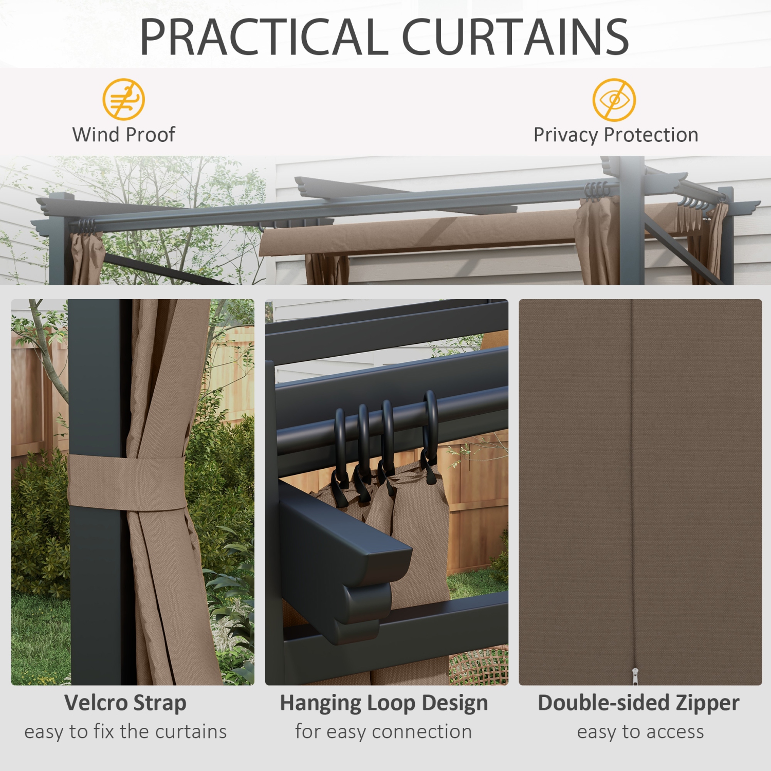 Outsunny 10' x 10' Metal Pergola with Sliding Roof Canopy, Retractable Pergola Canopy for Outdoor, Patio, Coffee