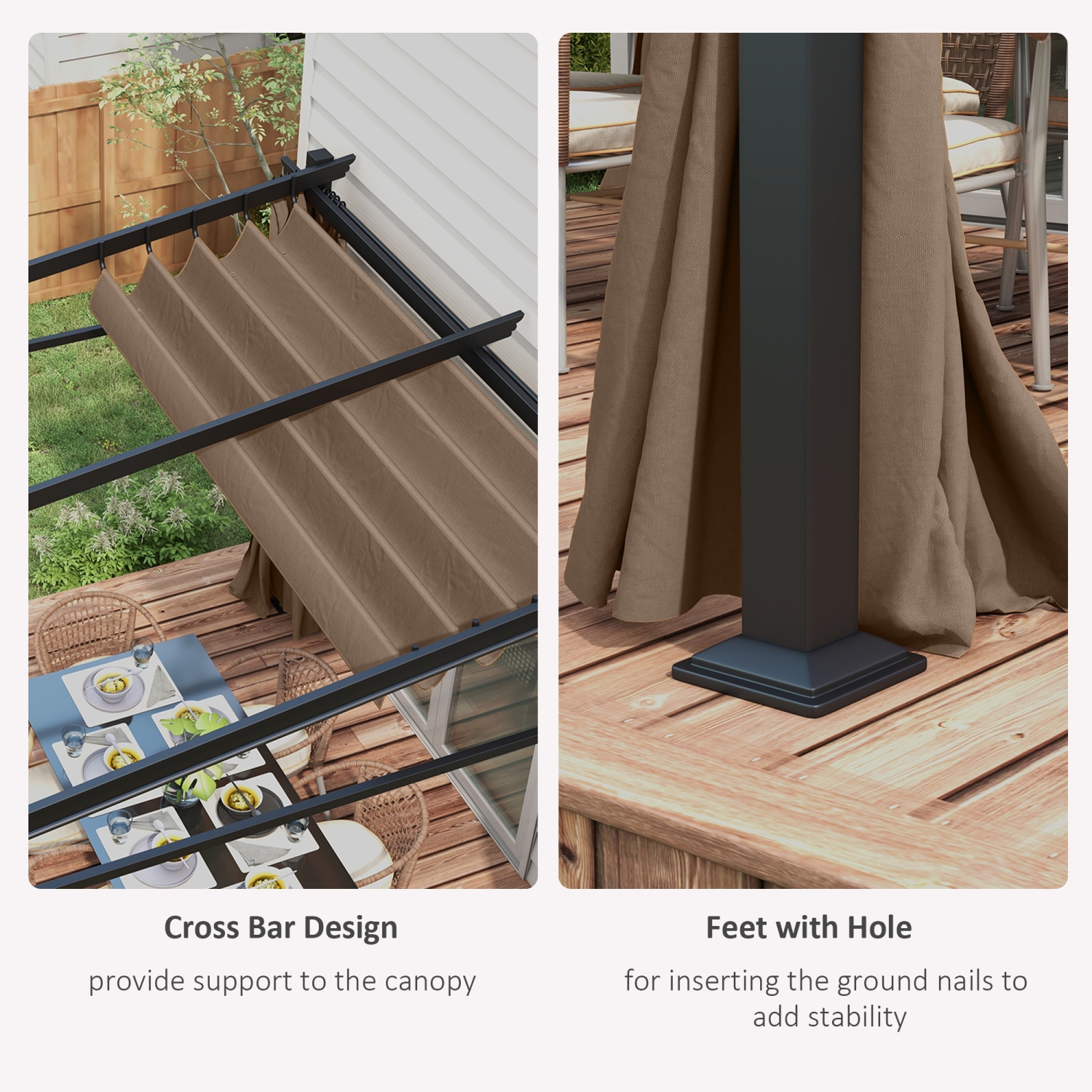 Outsunny 10' x 10' Metal Pergola with Sliding Roof Canopy, Retractable Pergola Canopy for Outdoor, Patio, Coffee