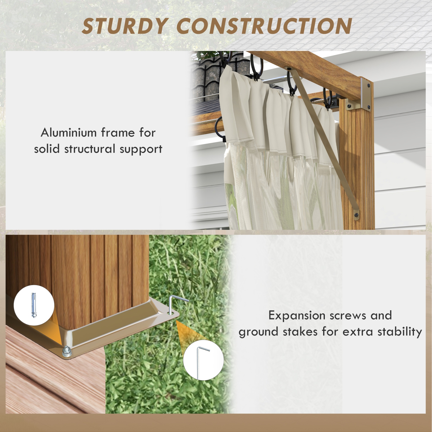 Outsunny 10 x 10 ft Pergola, Retractable Pergola Canopy with Netting Sidewalls and Aluminium Frame, Outdoor Sun Shade Shelter for Grill, Patio, Deck,