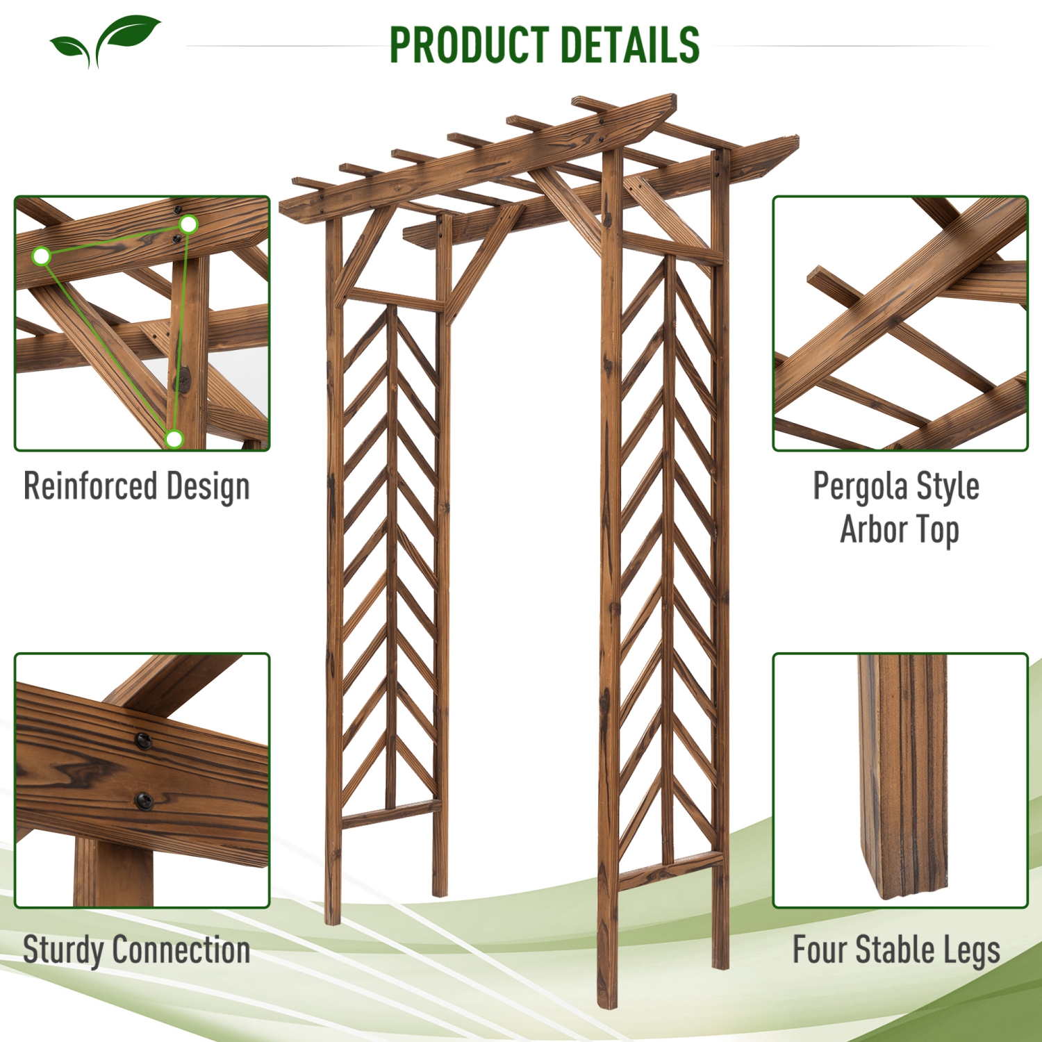Treillis de jardin en bois Outsunny de 79 po, Arbour arché Countryside avec toit de style Pergola pour vignes grimpantes pour les mariages festifs