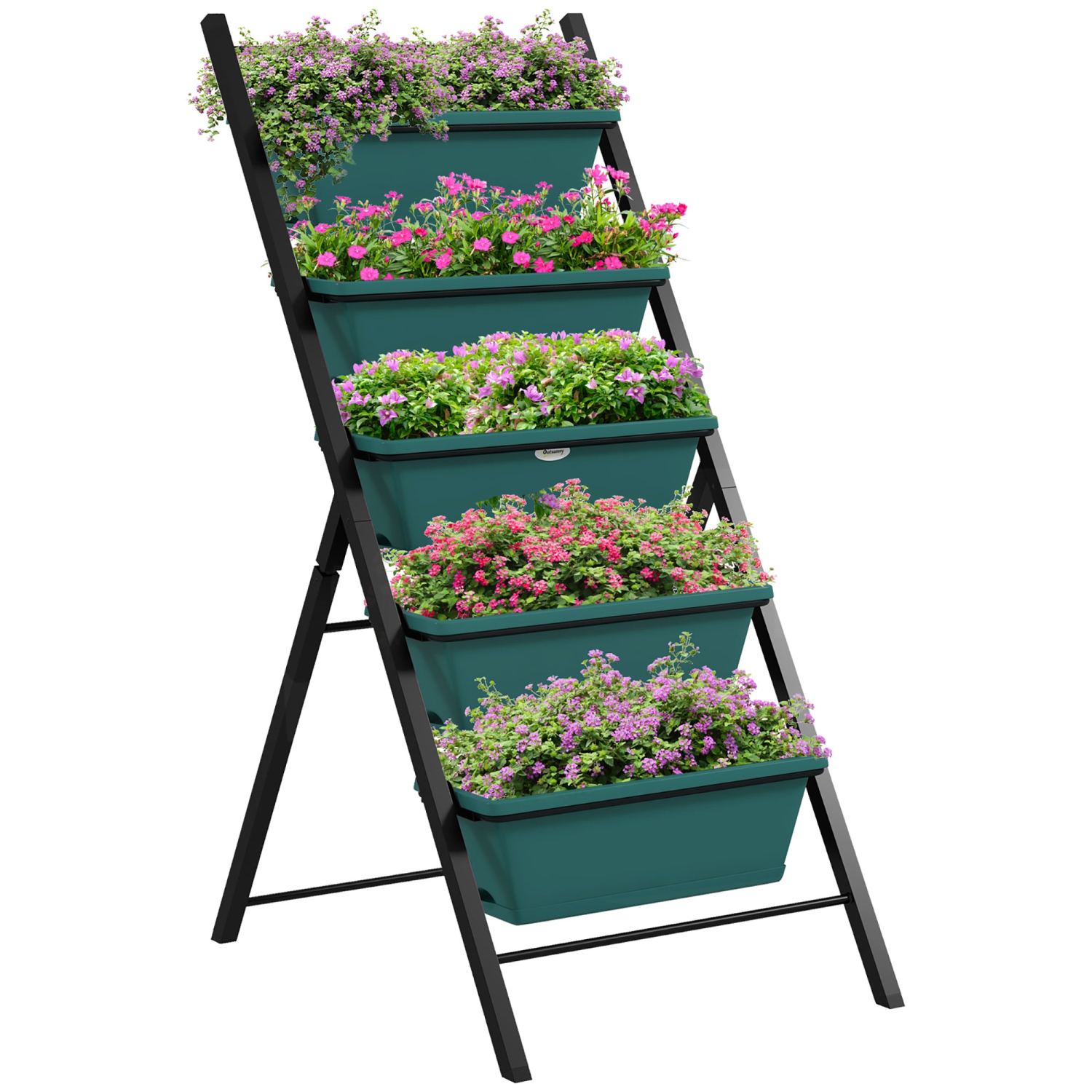 Outsunny 5-Tier Vertical Raised Garden Bed with 5 Planter Boxes, Plant Stand Grow Container for Balcony Patio Outdoor, 30.7" x 22.6" x 48", Green