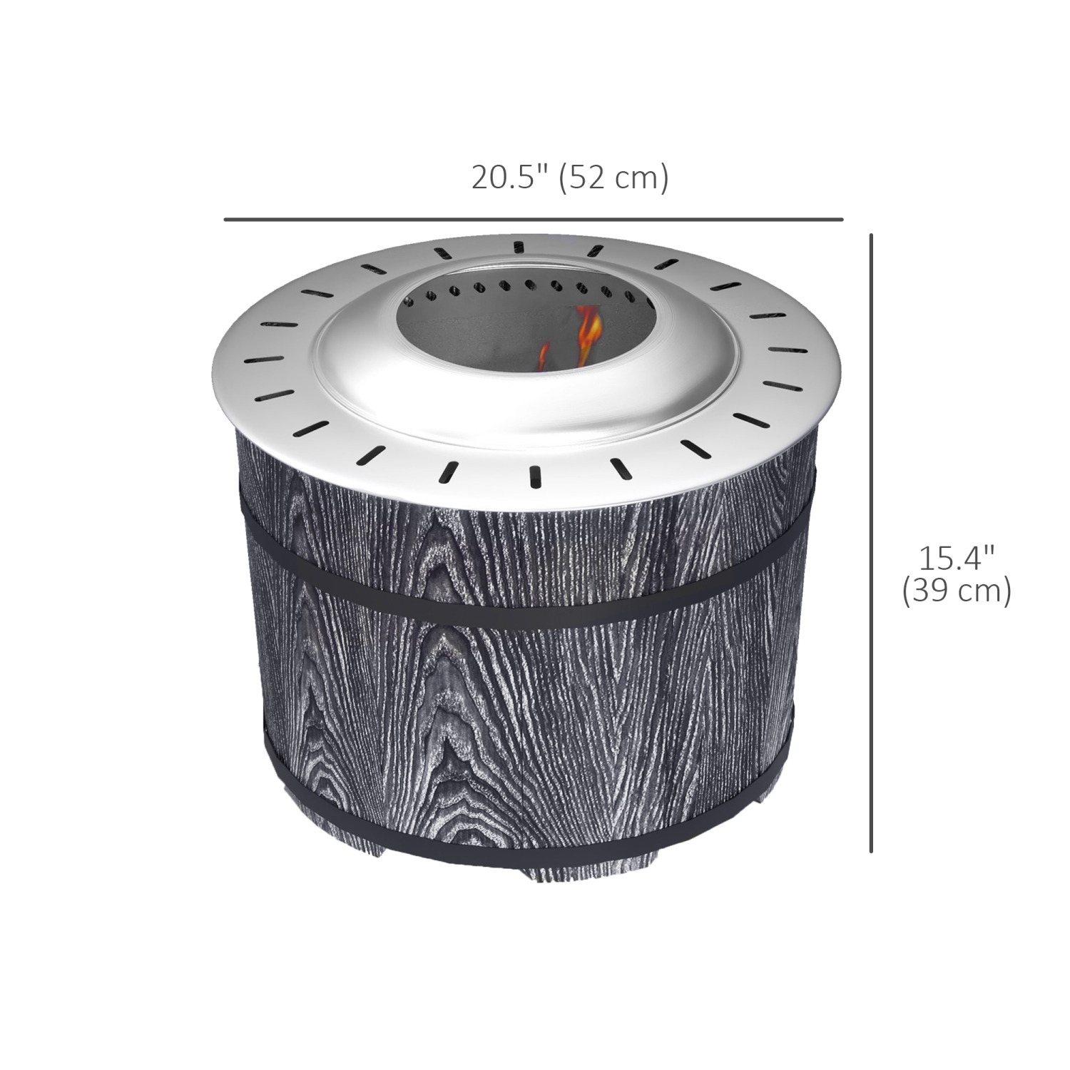 Outsunny Smokeless Fire Pit with Fireproof Mat, 20" Barrel Style Portable Wood Burning Firepit, Magnesium Oxide Low Smoke Camping Bonfire Stove, Black